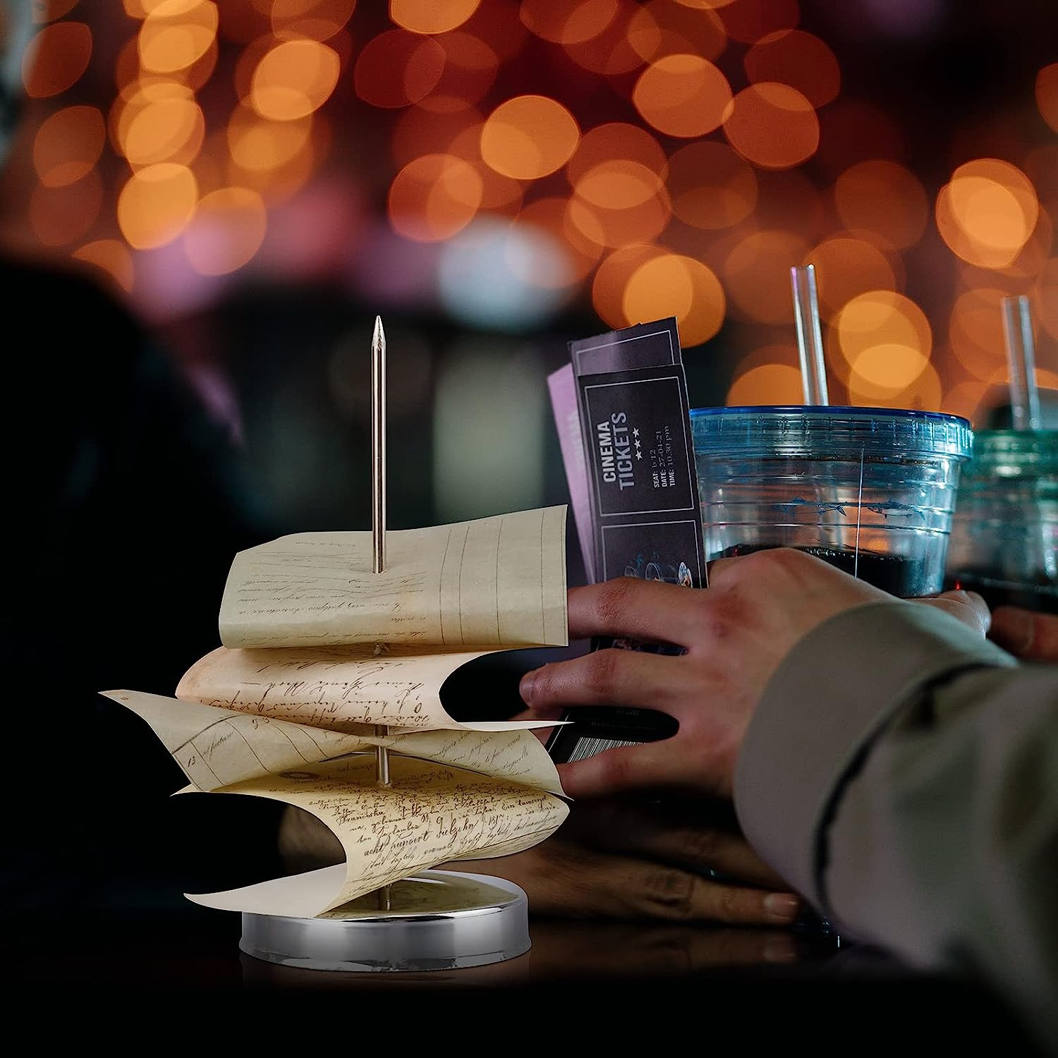 3 Pcs Receipt Holder Spike for Desk, Stainless Steel Ticket Stabber for Restaurant, Straight Rod Bill Fork, Paper Note Spike Stick, Memo Holder Stand for Office, Metal Bills Check Spindle image number 6