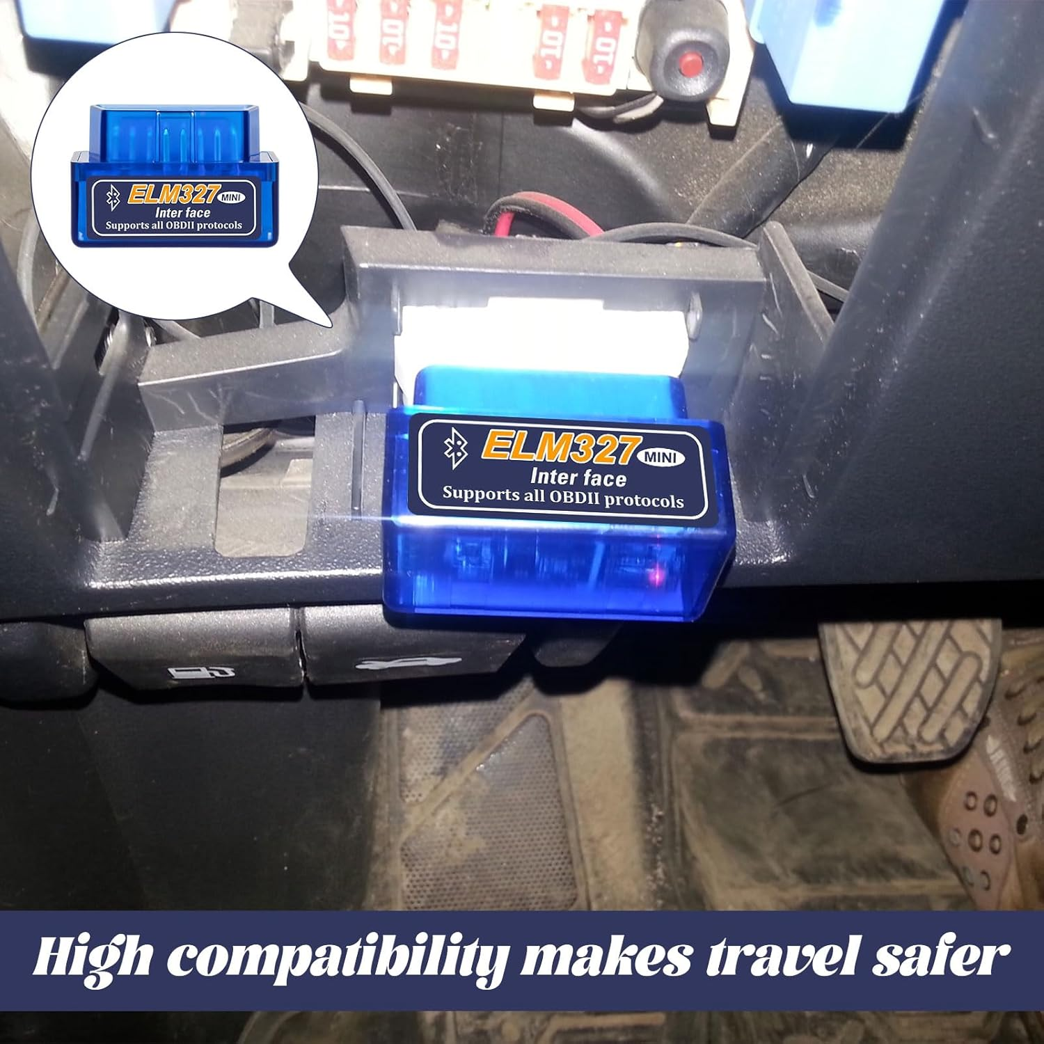 Elm327 OBD2 Bluetooth Scanner, Mini V2.1 OBD Scanner, Wireless OBD Car Code Reader, Bluetooth Scan Tool OBD2 Code Reader, Check Engine Code Reader, Compatible with Android, Symbian, PPC image number 5