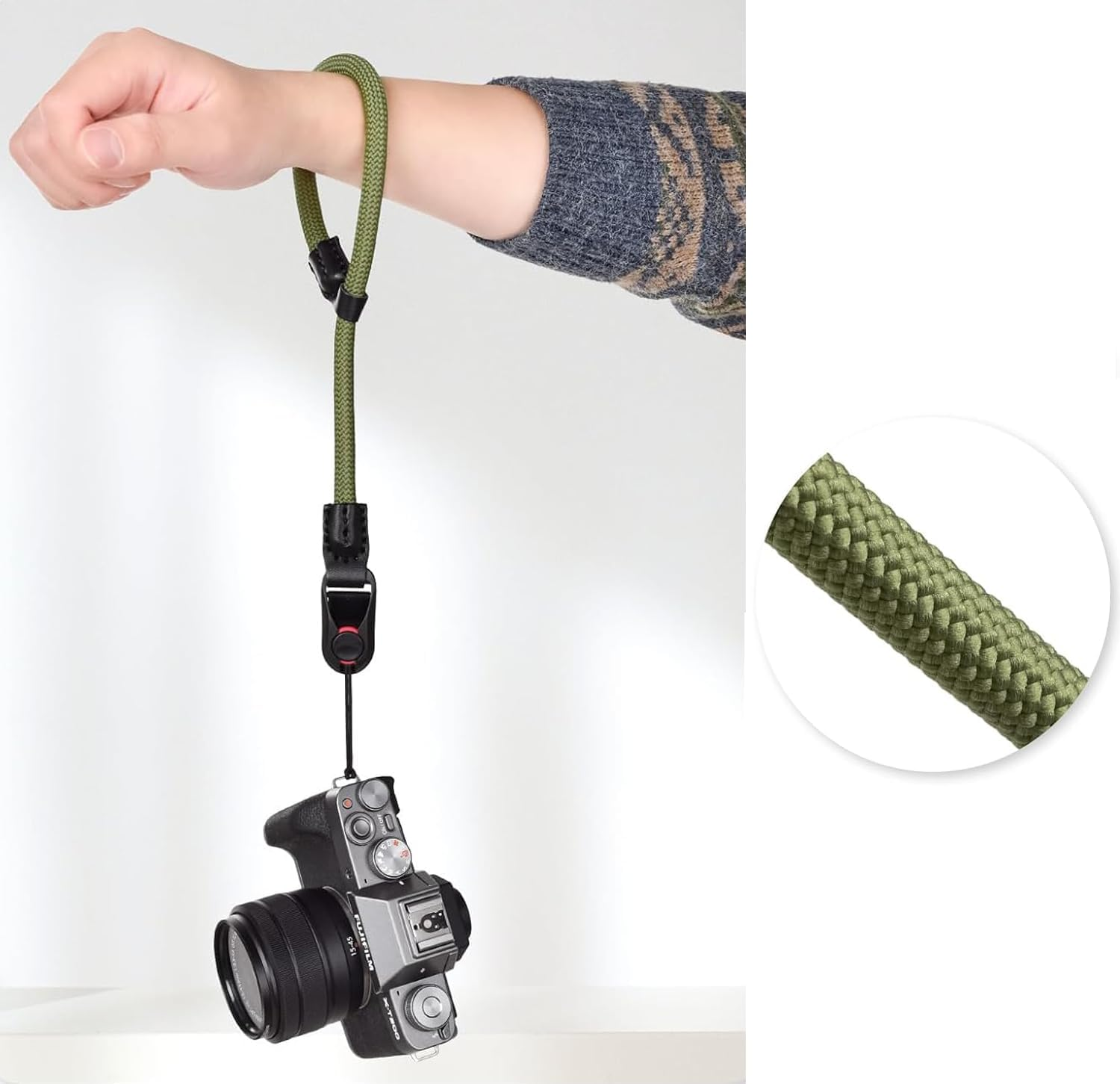 Viojrlly Camera Hand Strap, Camera Strap, Climbing Rope, Camera Shoulder Strap with Quick Release System, Carry Strap for Compact Digital Camera, SLR DSLR Camera, Digital or Mirrorless Camera (Green