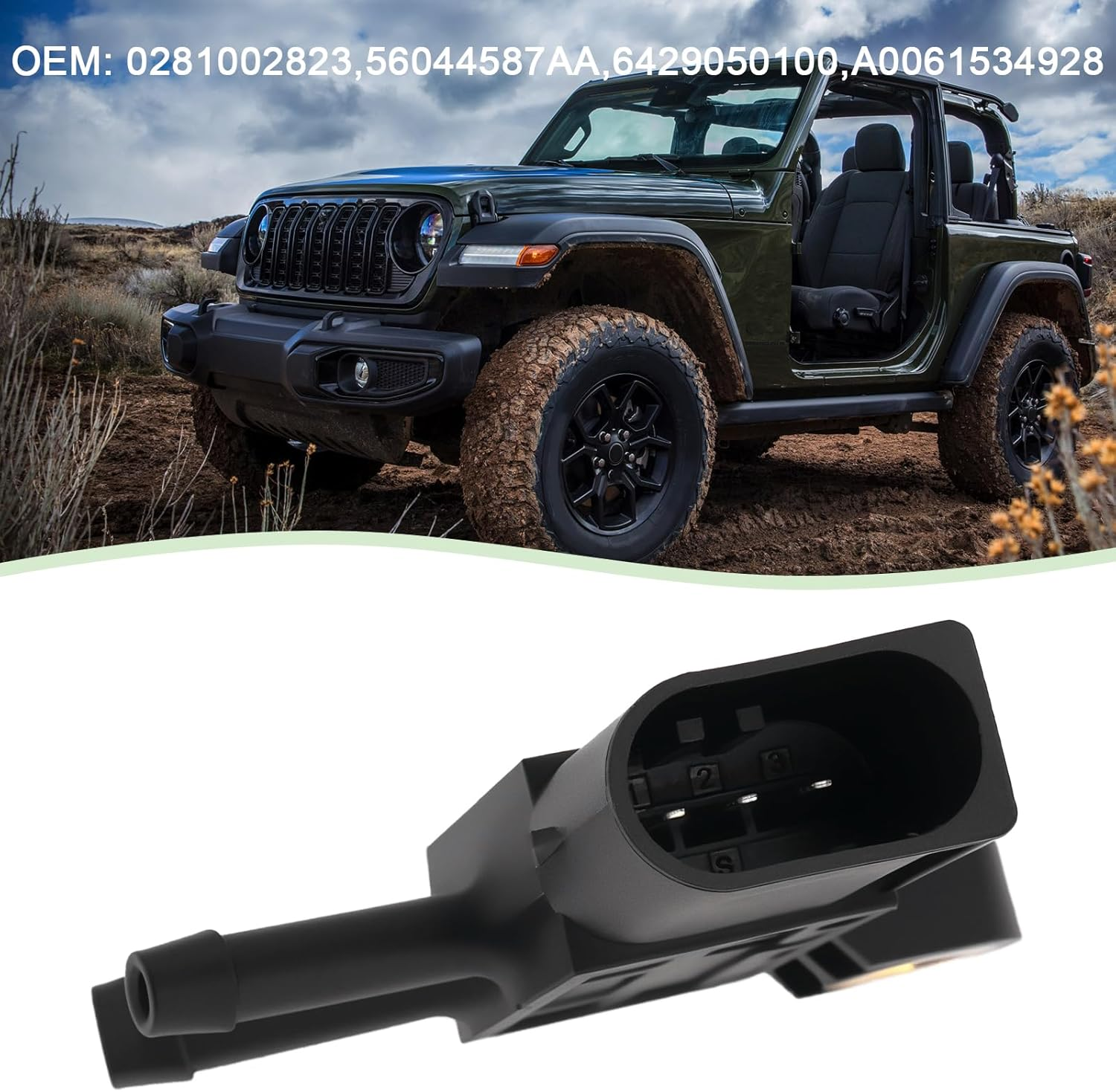 VGOL 1X Car Exhaust Pressure Sensor Differential Pressure Sensor 0281006278 56044587AC Compatible with Bosch Compatible with Benz image number 2