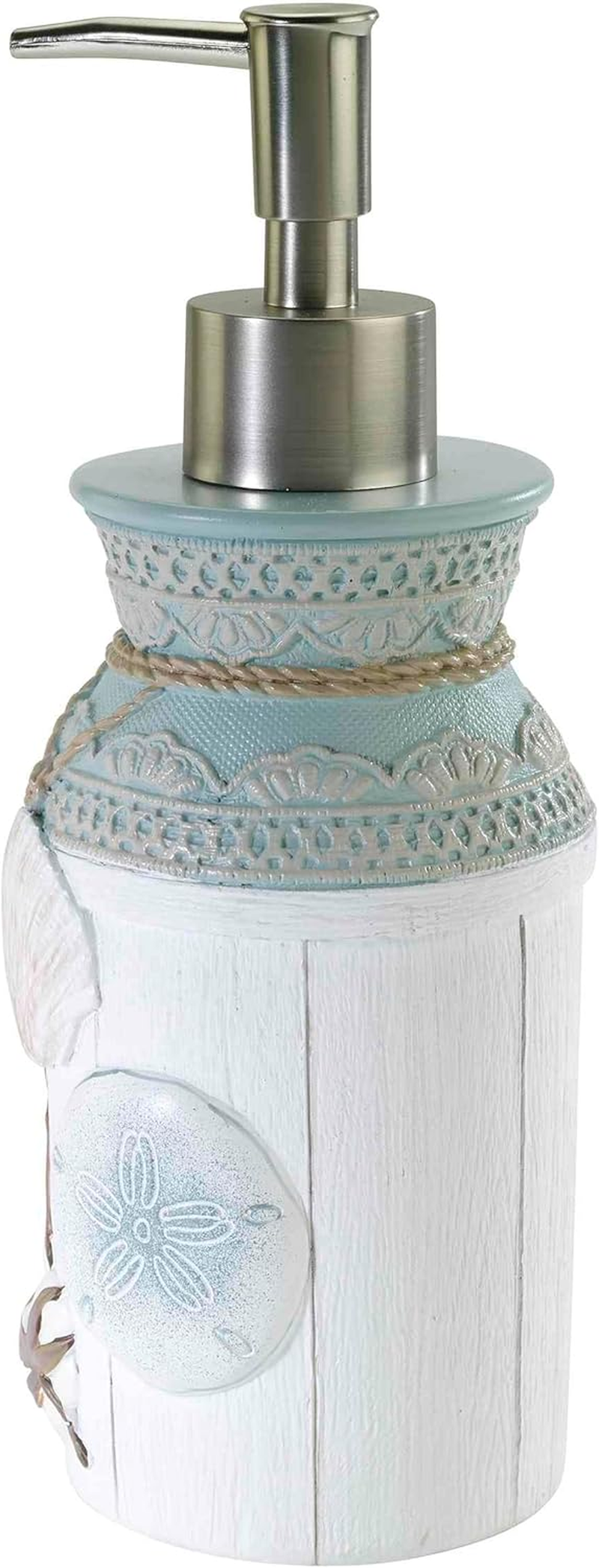 Avanti Linens - Soap Dispenser/Lotion Pump, Hand Painted Design, Farmhouse Chic Home Decor (Farmhouse Shell Collection) image number 4