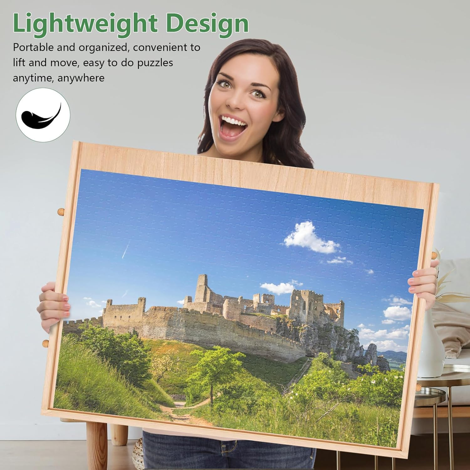 1500 Piece Puzzle Board Game Table Rotating Puzzle Board with Drawers Jigsaw Puzzle Tables for Adults and Kids with Puzzles Cover Bits and Pieces Jigsaw Board Wooden Jigsaw Puzzle Trays for Sorting image number 4