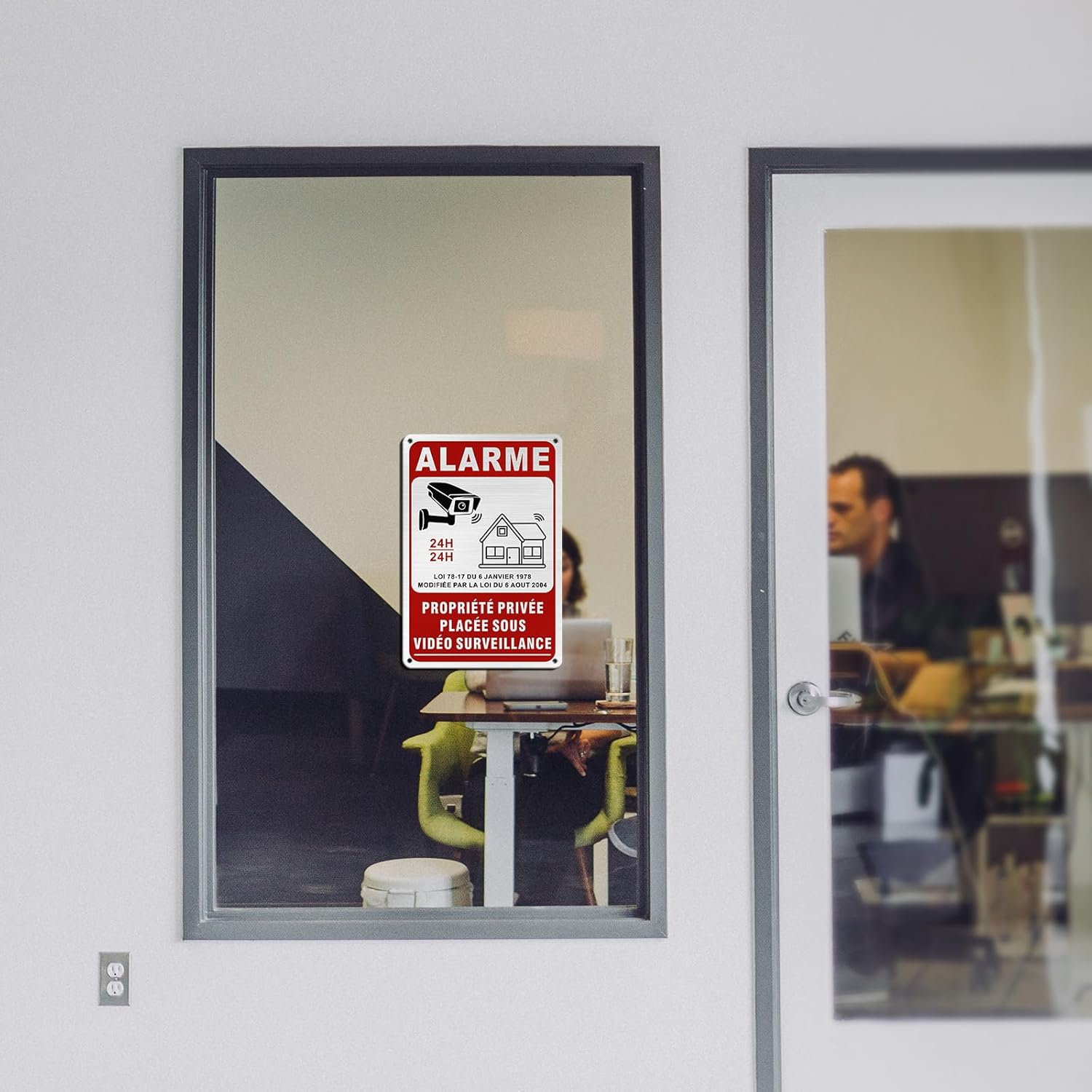 SINMAO Private Property Alarm Sign Placed under Video Surveillance - Camera Surveillance Sticker/Home Alarm Plate/Home Security/Video Surveillance. image number 3