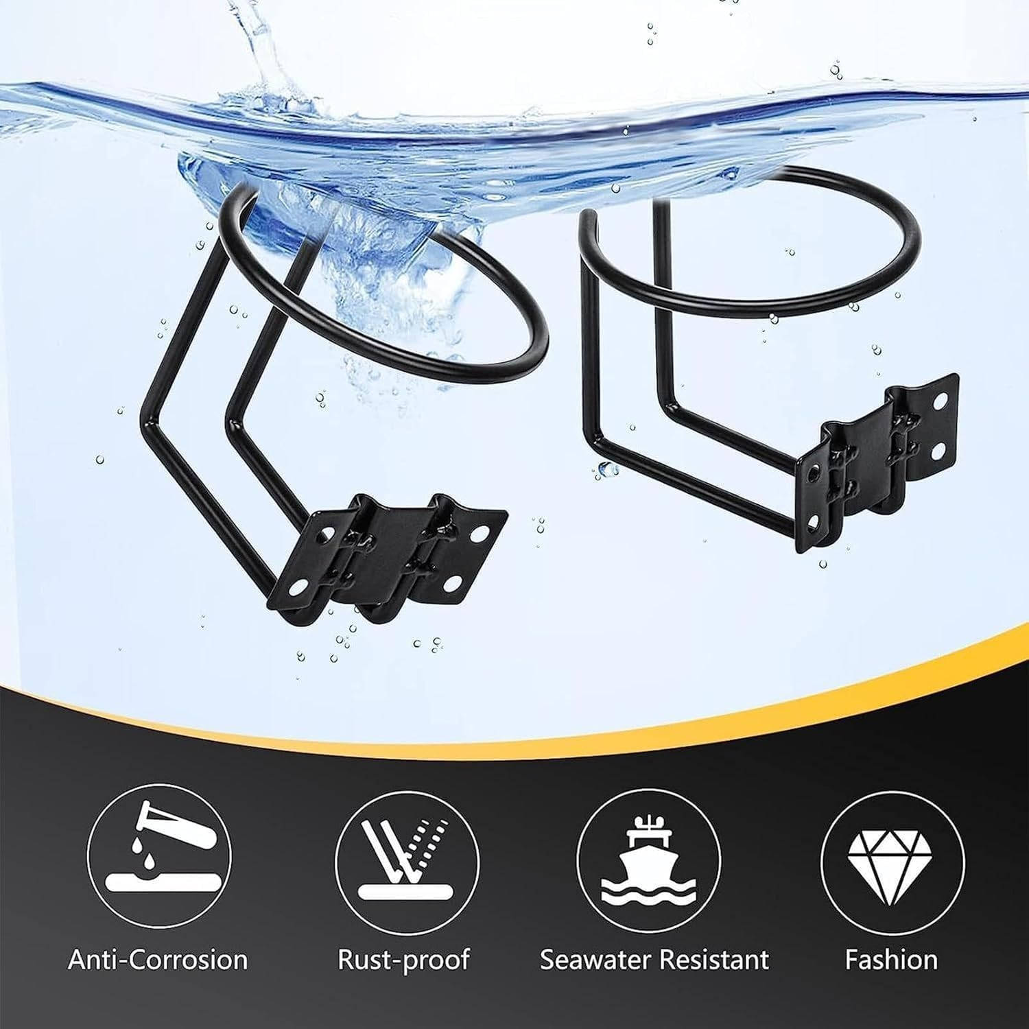 Stainless Steel Ring Shaped Boat Cup Drink Holder with Screws, 2Pcs Wall Rail Mounted Boat Ring Cup Holder, Metal Ring-Shaped Drink Holder for Boats, Silver