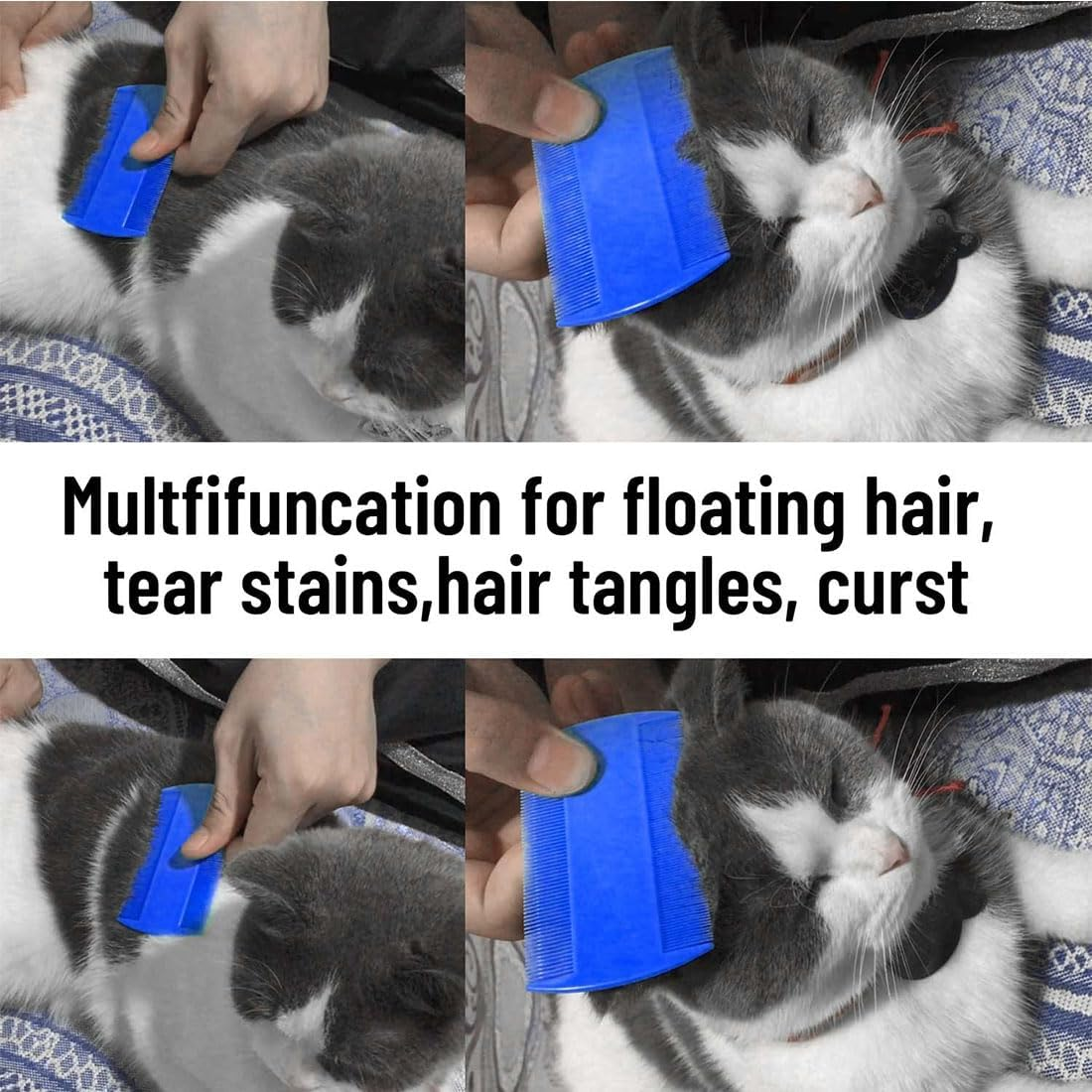 4 Pack Flea Lice Comb, Stainless Steel Flea Comb for Cats Dogs, Professional Dog Grooming Kit with High Strength Teeth, Tear Stain Remover for Small, Medium & Large Pets image number 3