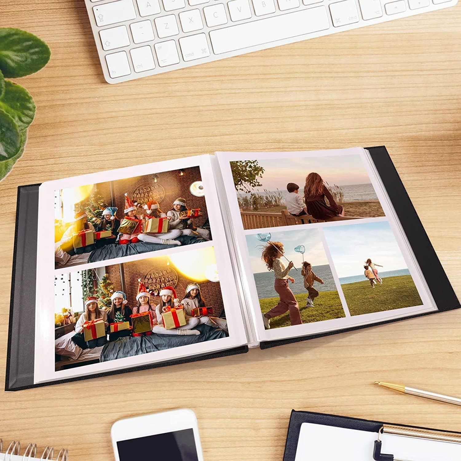 ROROUP Photo Albums, Extra Large Capacity Family Wedding Picture Albums, Magnetic Self-Stick Photos, Memory Book Holds 3X5, 4X6, 5X7, 6X8, 8X10 Inch Photos (Black) image number 6