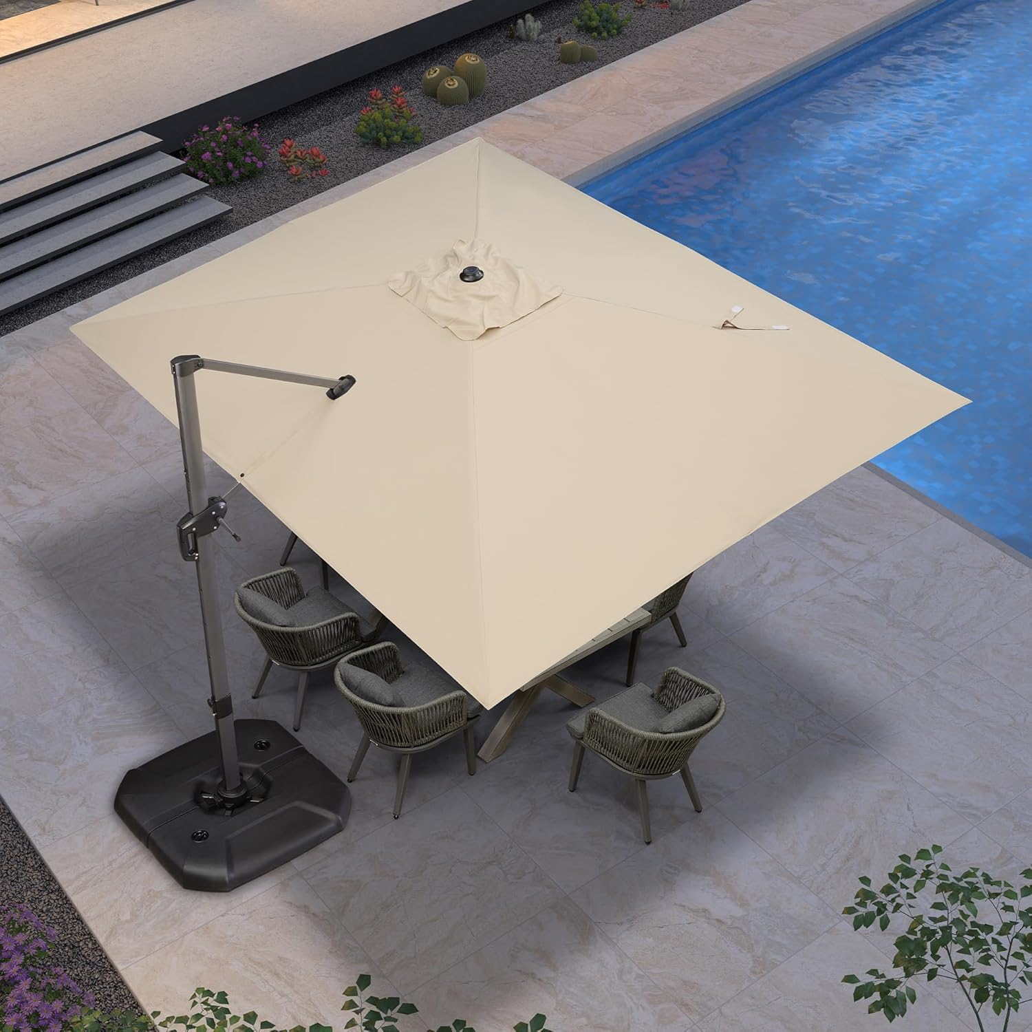 Purple Leaf 2.7X3.5 M Large Cantilever Umbrella Outdoor, Patio Umbrella with Crank Handle and Tilt, Offset Umbrella for Deck image number 6