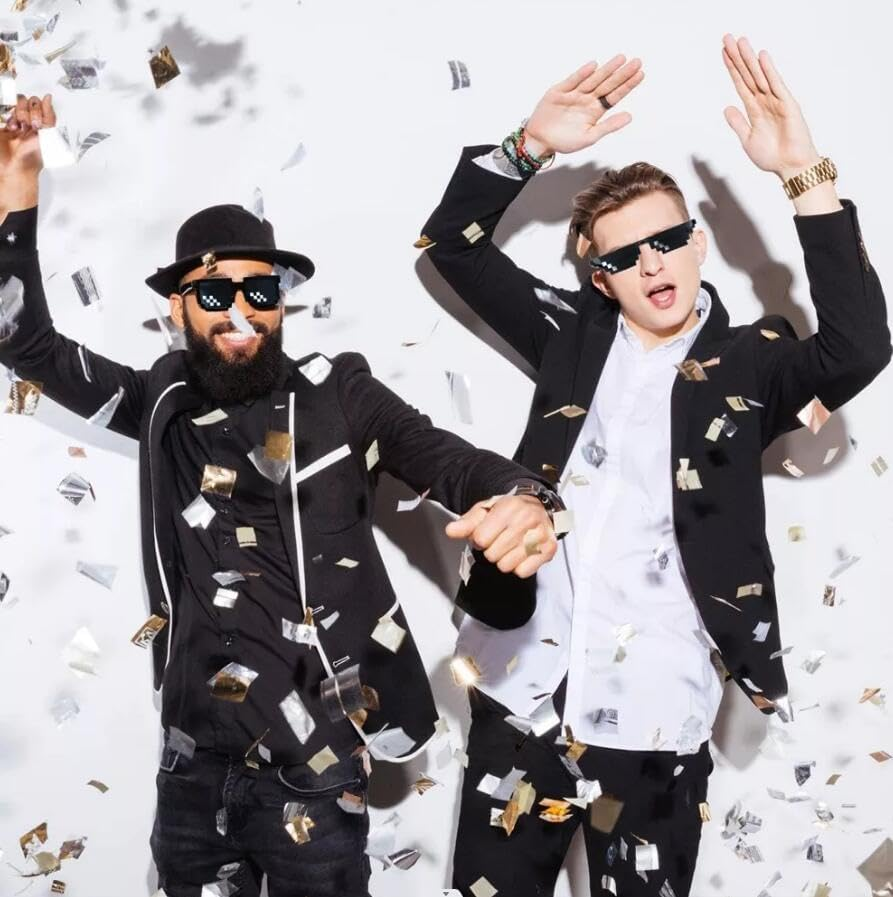 Thug Life Glasses, Pixel Funny Sunglasses for Party, Deal with It Fun Cool Glasses Bachelor Party Decor, Mosaic Gamer MLG Photo Props Glasses for Adults Teens (Tiny) image number 4