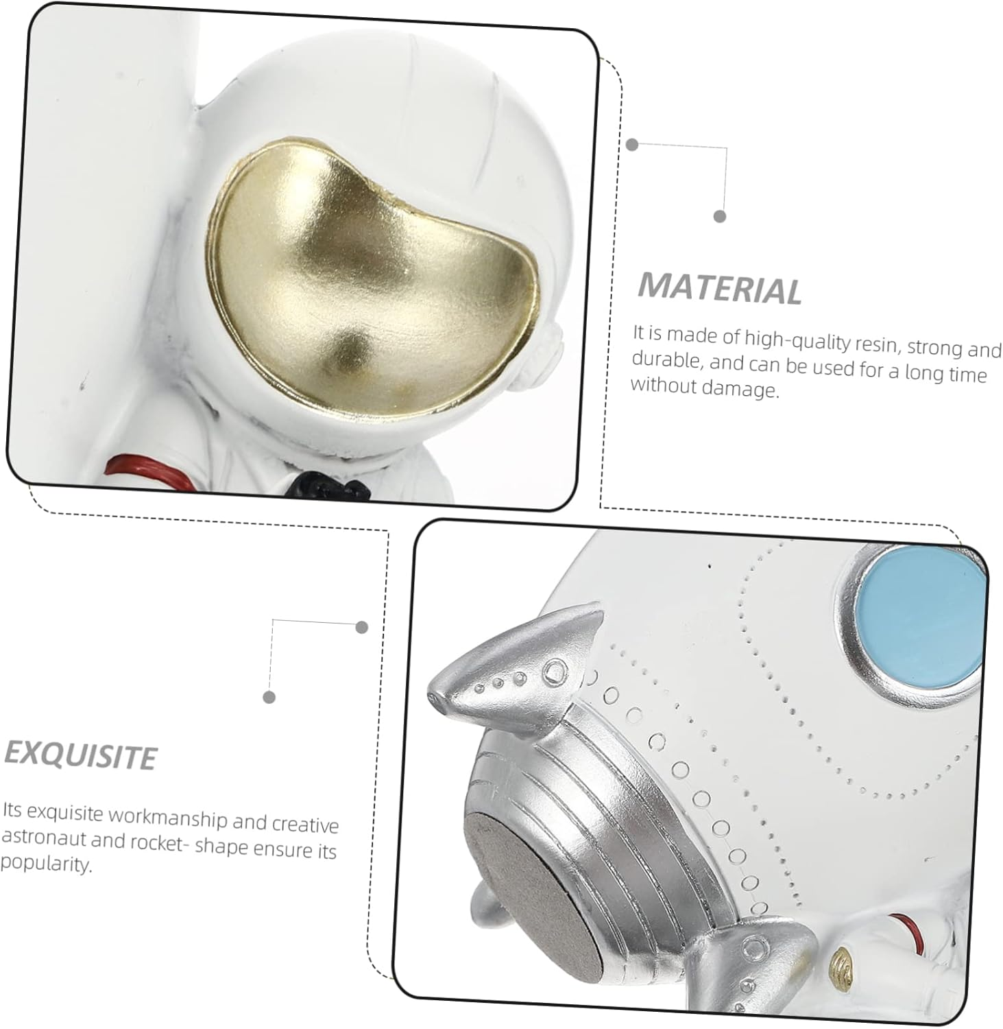 NUOBESTY Resin Astronaut Rocket-Shape Pen Holder Storage Desk Organizer for Home Office Ergonomic Desk Accessory