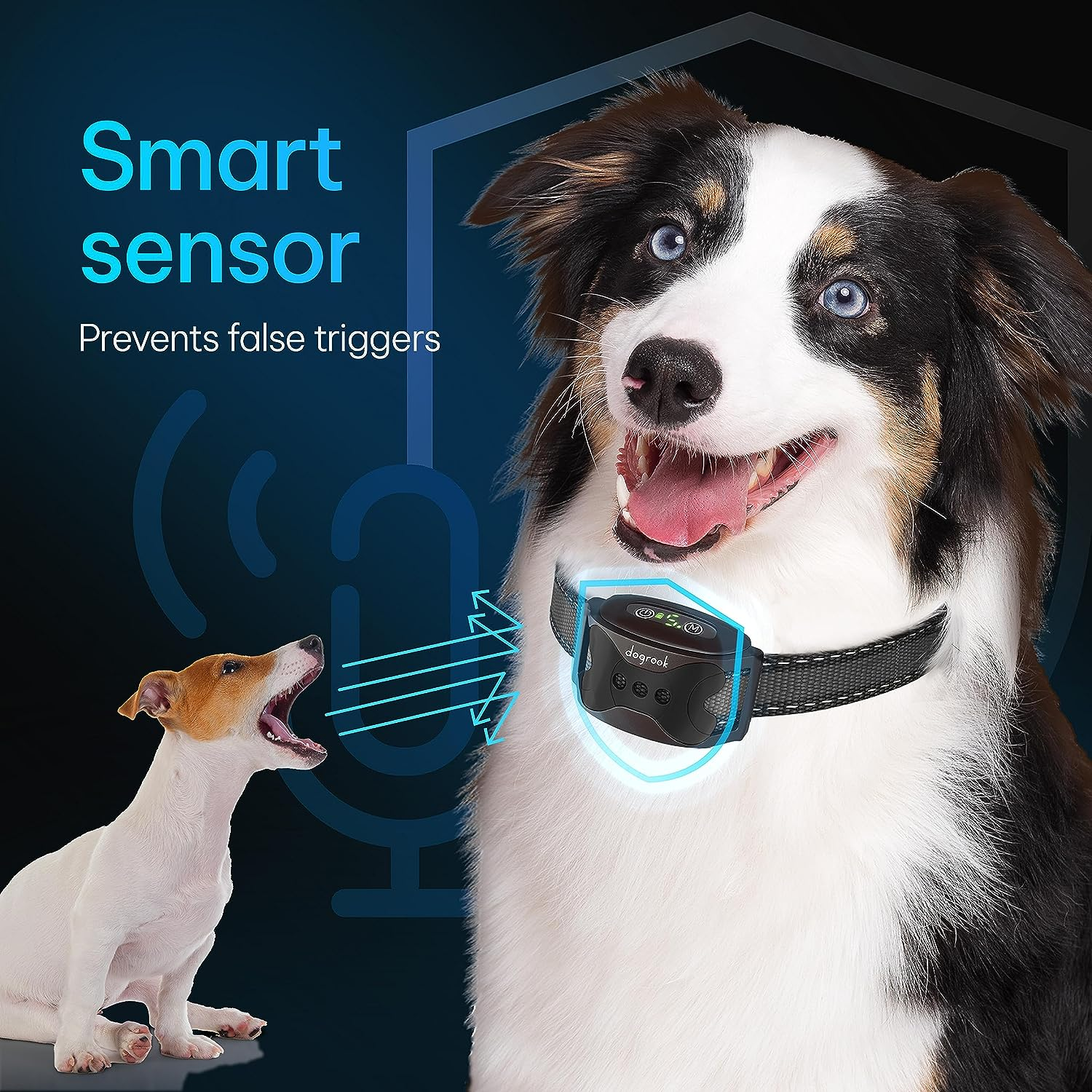 Dogrook Rechargeable Dog Bark Collar | Smart Collar for Dog Training | No Shock | Beep & Vibration | No Bark Collar for Dogs | anti Bark Collar for Large Dog, Medium Dog, Small Dog | 12-110 Lbs image number 3