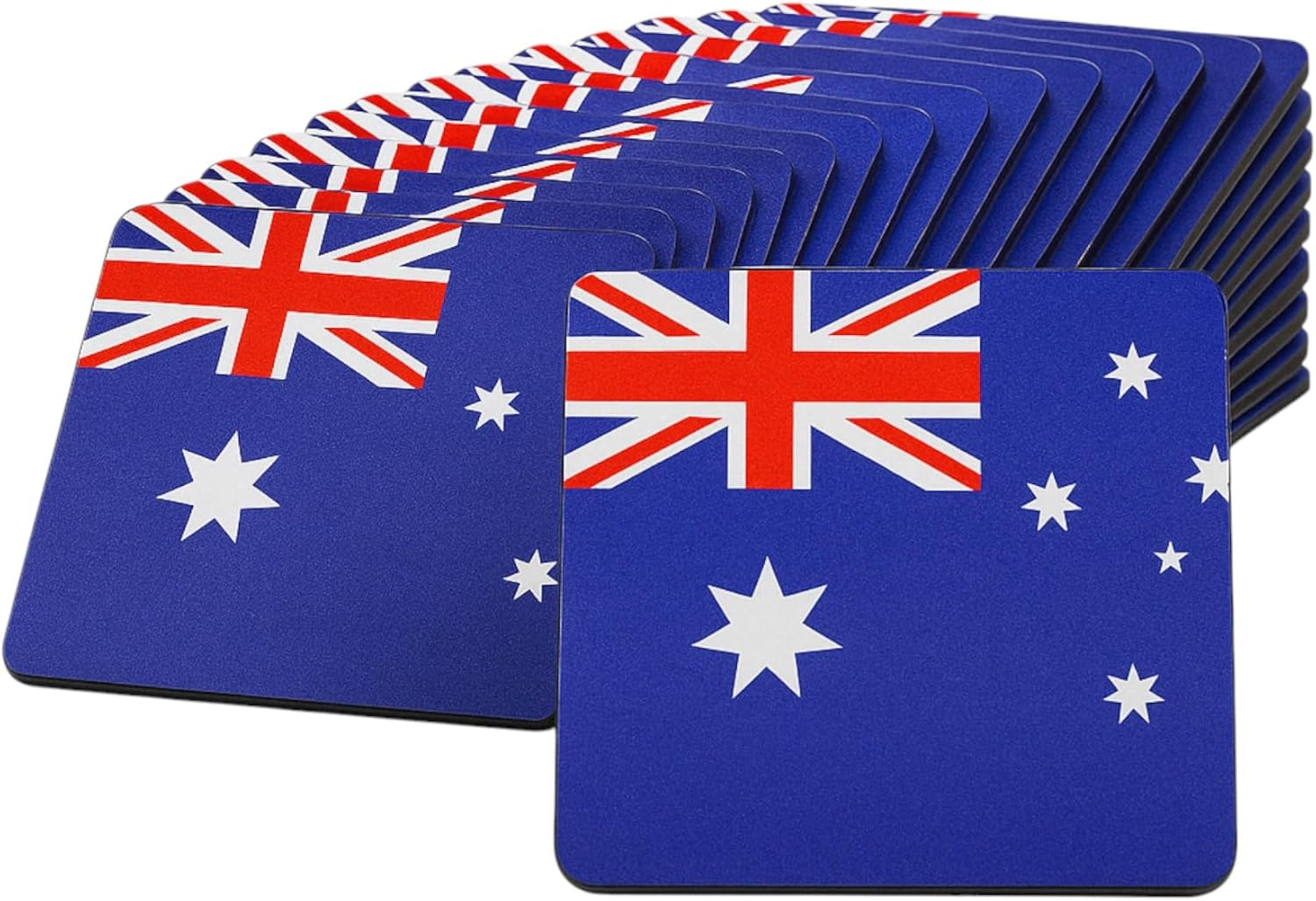 Australian Flag Coasters 9.5Cm &ndash; Square Drink Coaster Set for Tea Coffee Bar | 6, 18 or 36 Pack &ndash; Glossy Patriotic Design, Aussie Home Decor Gift (6, One Size)