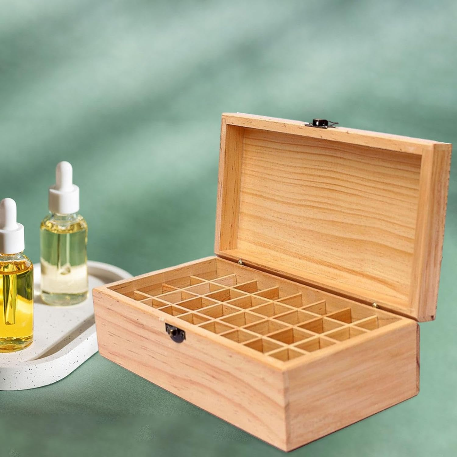 Perfk Essential Oil Storage Box Nail Polish Storage Case 32 Slots Large Holds 32 Bottles Bead Collection Box for Hotel Household image number 4