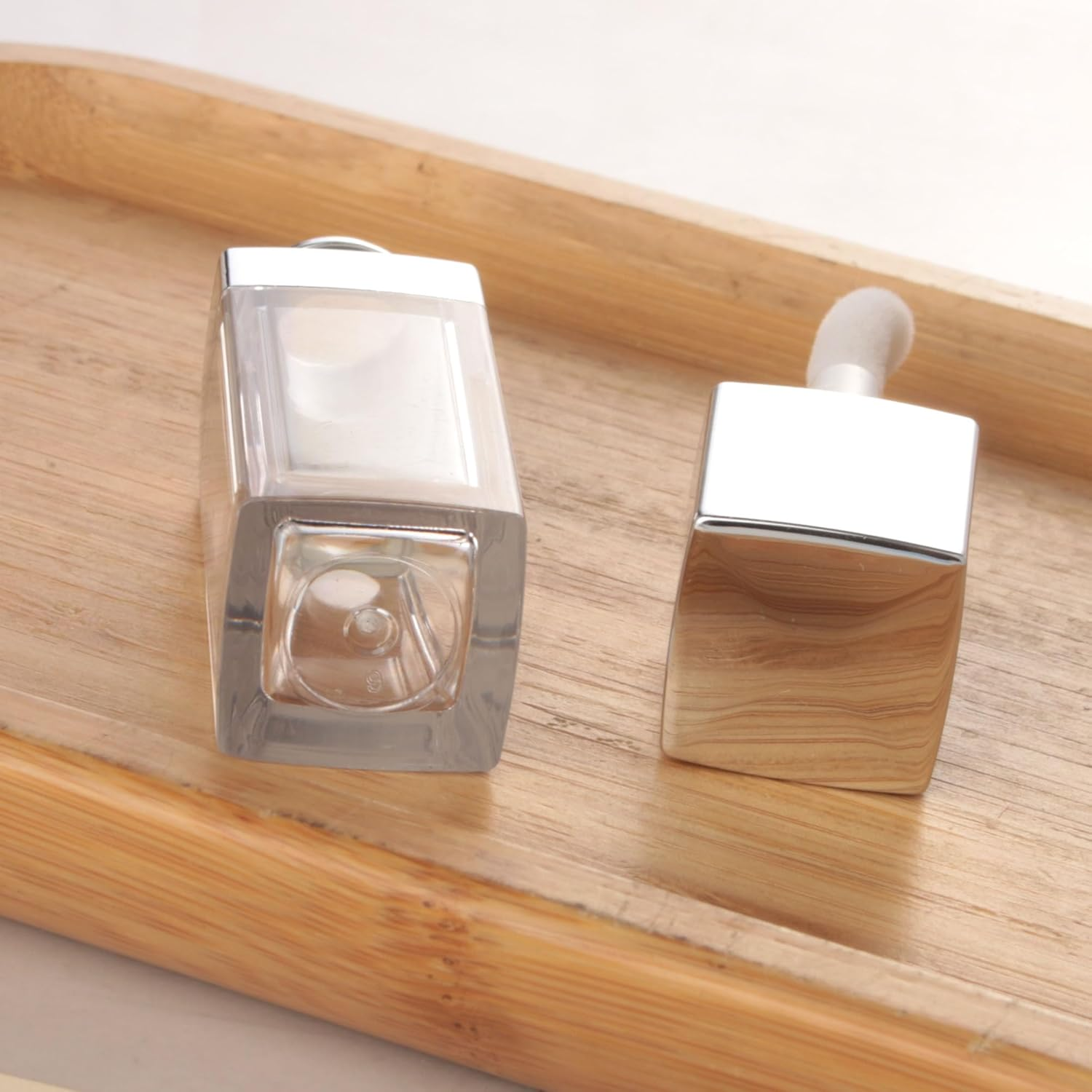 COSIDEA 20PCS Empty 8ML Square Clear Lip Gloss Tube Silver Big Doe Foot Wand Lipgloss Tubes for Lip Oil Tint Bottles Container image number 2