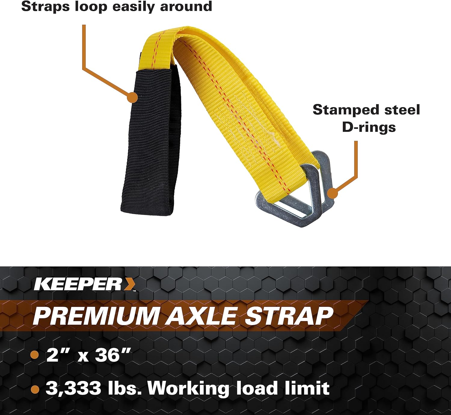 Keeper 04226 24" Premium Axle Strap with D-Rings; 3,333 Lbs. Working Load Limit