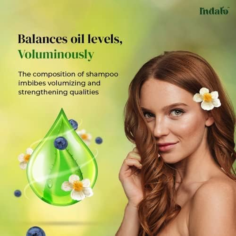 Indalo White Tea Aloevera Strengthening and Volumizing Shampoo, 200Ml, with Licorice and Blue Berries for Oily Hair, Paraben Free, Sulphate Free, for Men and Women image number 2
