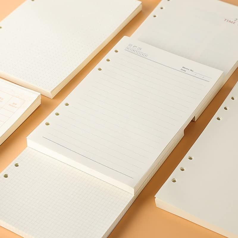 A5 Refill Paper,100Gsm Thick Refillable Paper 6 Hole Filler Inserts Loose Leaf Paper 80 Sheets (160 Pages) for 6 Ring Binder Journal Notebook-Squared Paper (Lined Paper)