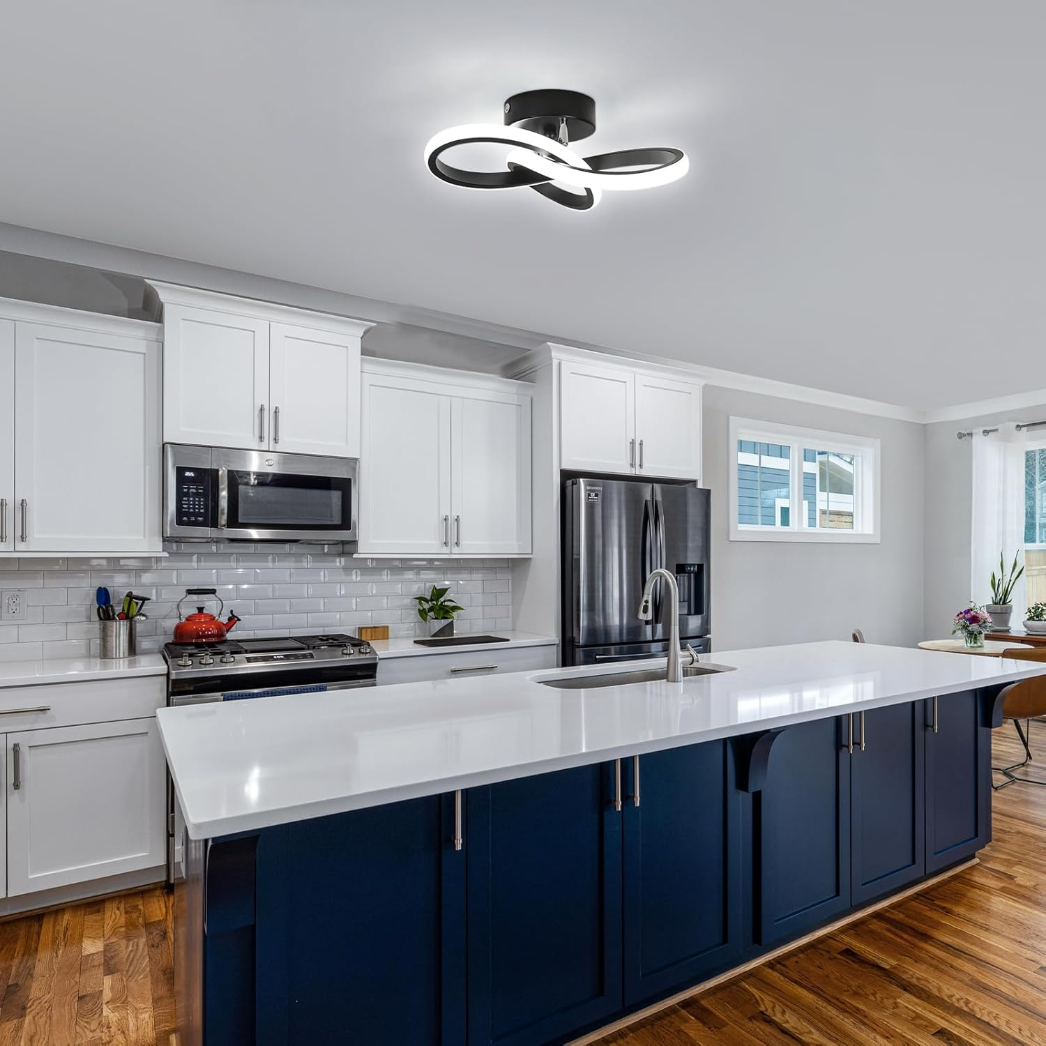 Comely Modern Square LED Ceiling Light 25 X 25 Cm Black Aluminium, 22 W, 1320LM, Warm/Neutral/Cold White Light 3000K-4500K-6500K, Ceiling Lighting for Living Room, Bedroom, Kitchen image number 2