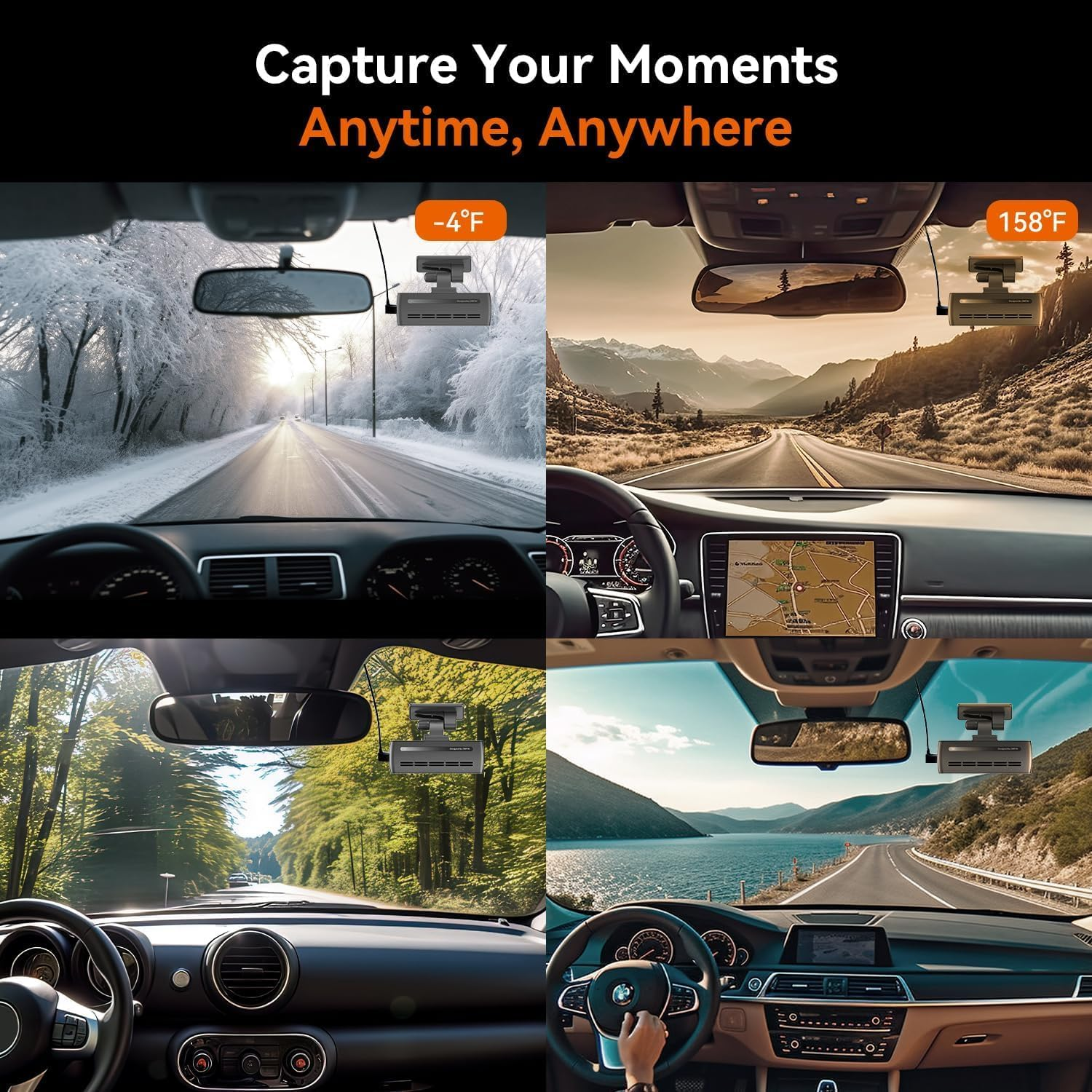 DDPAI Car Dash Cam 1296P+1080P Front and Rear Built-In Wifi G-Sensor with Smart APP Control, Night Vision, WDR, Loop Recording, Collision Lock, 24 Hours Parking Monitor, Support 256GB TF Card, N1 Dual