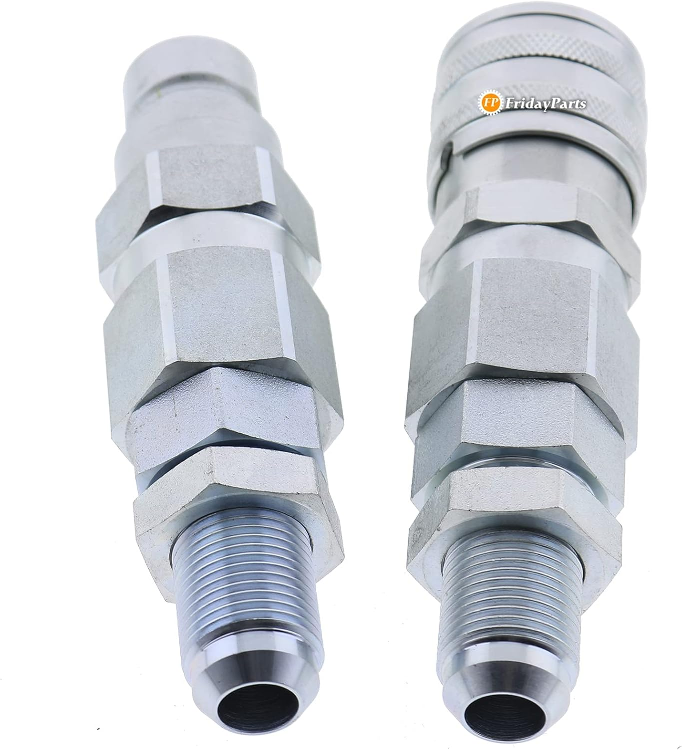 Fridayparts #10 JIC Thread 1/2" Flat Face Hydraulic Quick Connect Coupler Set Compatible for Bobcat New Holland Case GEHL image number 2