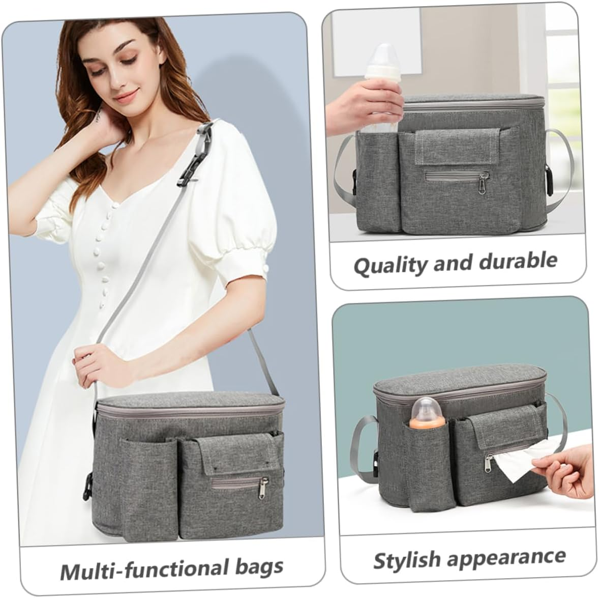 Nursery Bag Diaper Pouch Stroller Backpack Nappy Bag Large Organizer for Travel image number 3