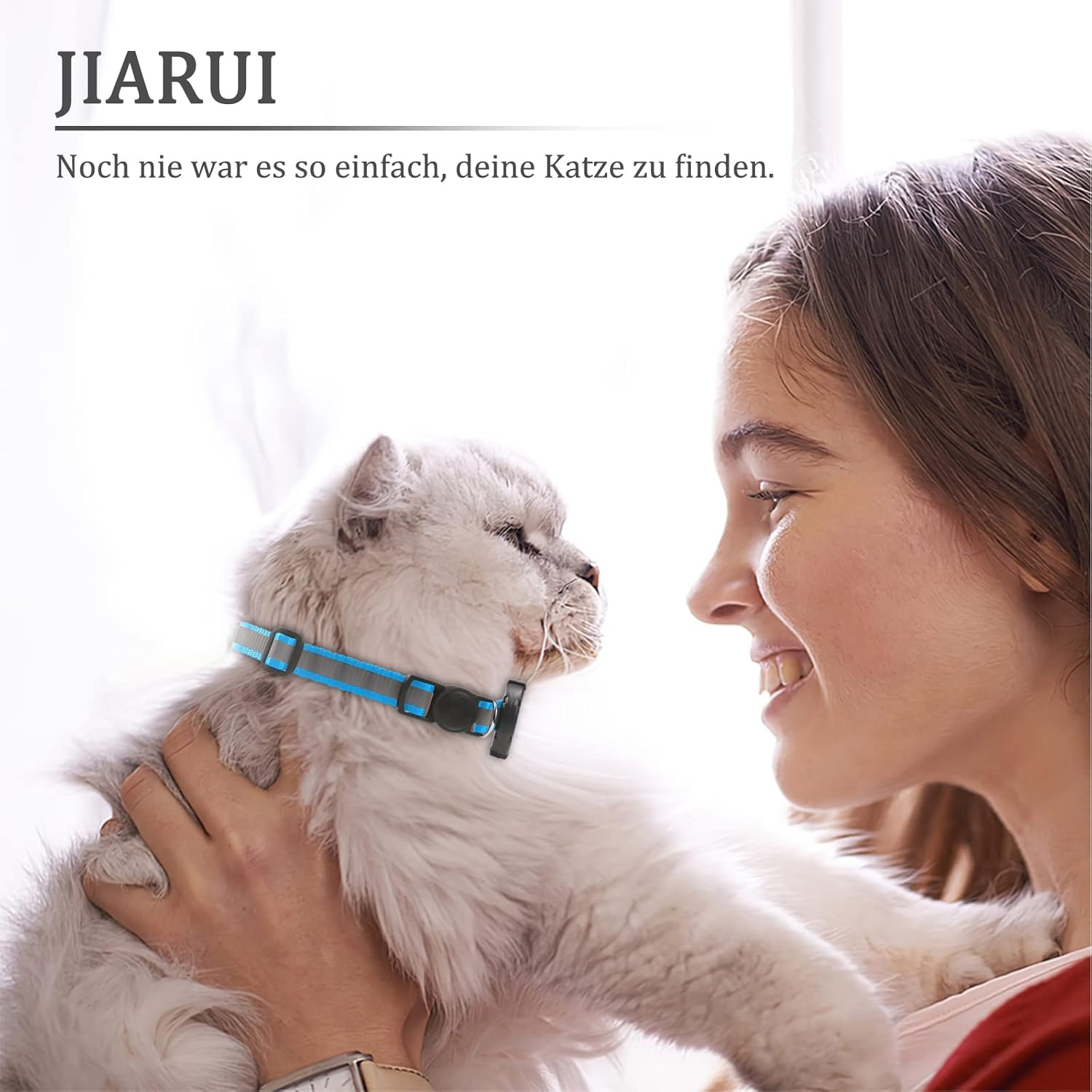 Airtag Breakaway Cat Collar, Reflective Kitten Collar with Apple Air Tag Holder and Bell, Lightweight Tracker Cat Collars for Girls, Boys, Cats, Kittens, Puppies (Blue, S) image number 4