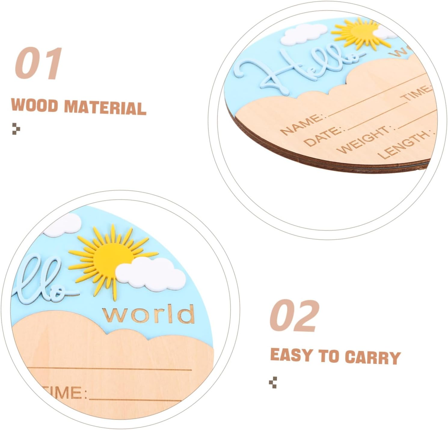 Minkissy Wooden Newborn Commemorative Card Birth Name Sign for Hospital Nursery Announcement Boys Girls Photo Plaques Newborn Essentials image number 6