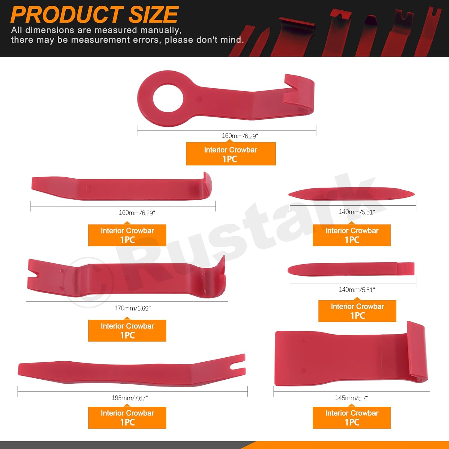 Rustark 8Pcs Auto Car Trim Removal Tool Kit Pry Tool Set Car Trim Removal Tool Interior Door Panel Fastener Removal Tool for Auto Car Clip Audio Dashboards Panel Installer