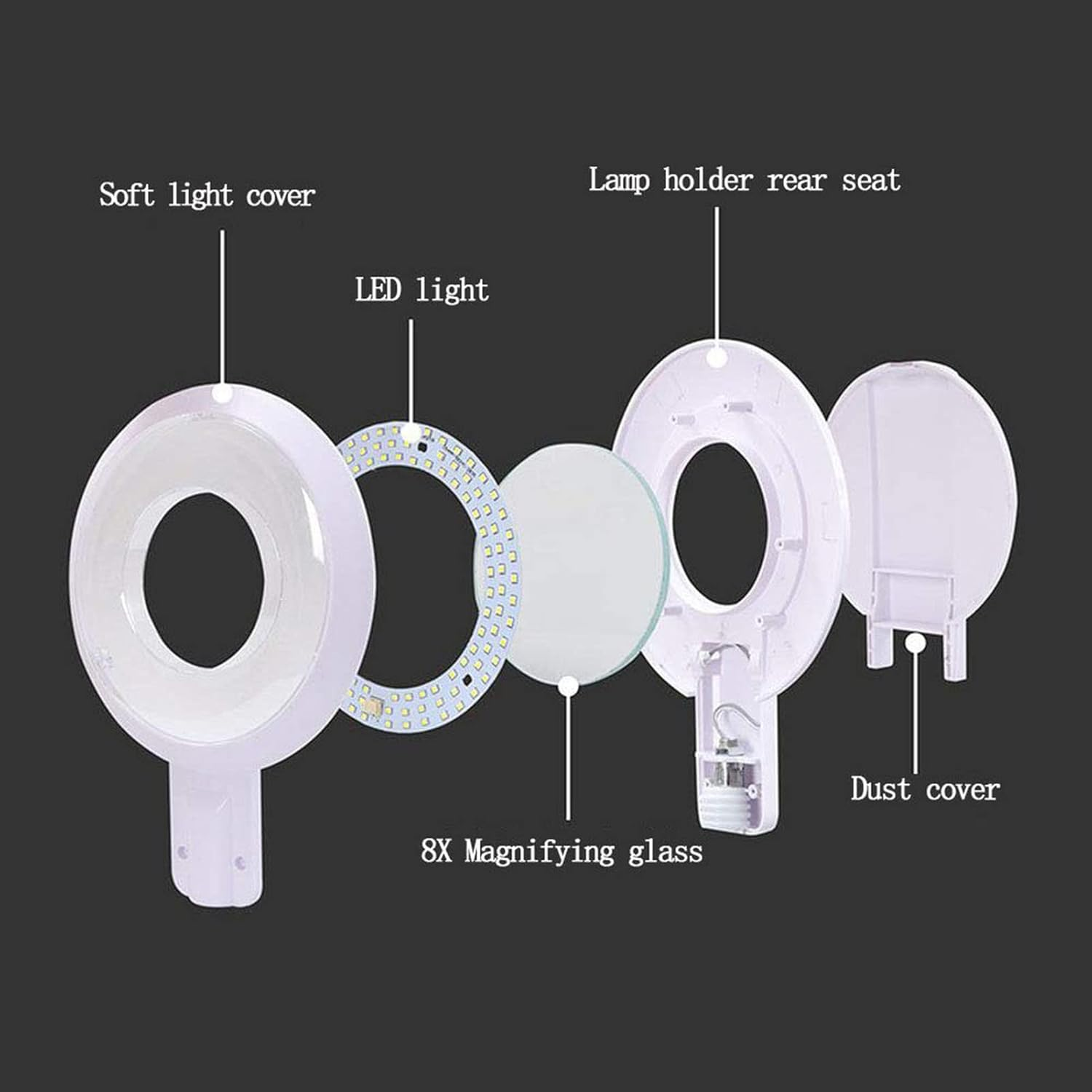 Led Floor Standing Magnifying Lamp, Floor Cold Light Magnifier, Stand Lamp Glass Adjustable Rolling Diopter Salon Spa Beauty Makeup Skincare Nail Tattoo Light Magnifying Tool XXZ