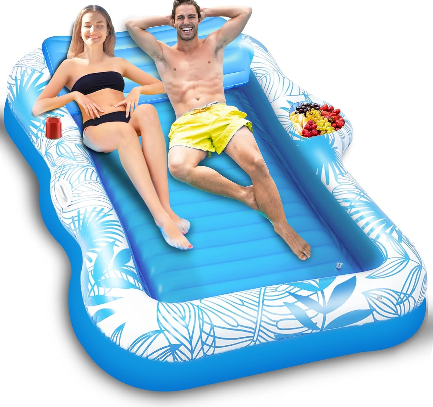 TURNMEON Inflatable Pool Float Sunbathing Lounge Floaties Raft with Cup Holder