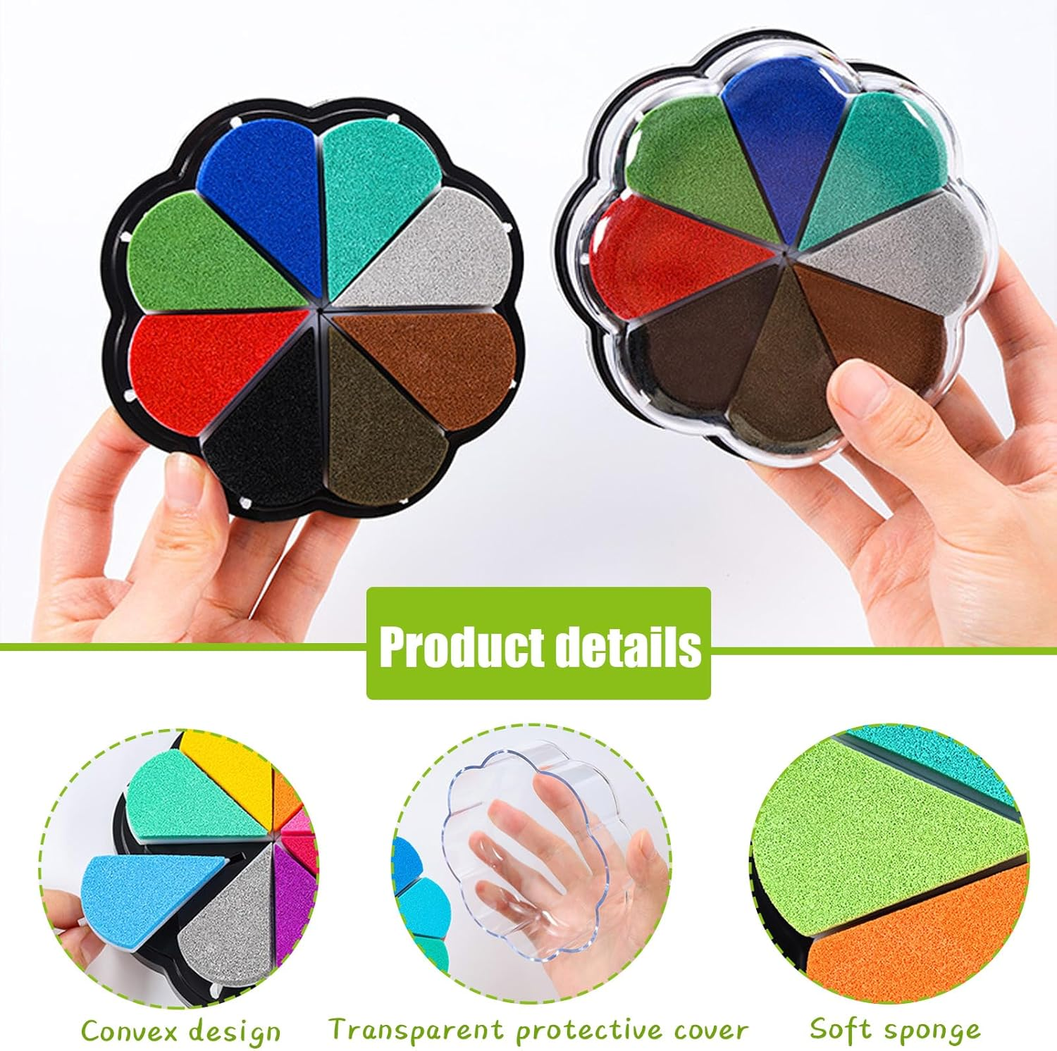 Sgphrzlt 8 Colors Petal Shape Stamp Pads, Removable Washable Craft Ink Pads for Stamping Rubber Stamps, Embossing Finger Print Ink Pads for Card Making DIY Scrapbook Painting Diary (1008) image number 4