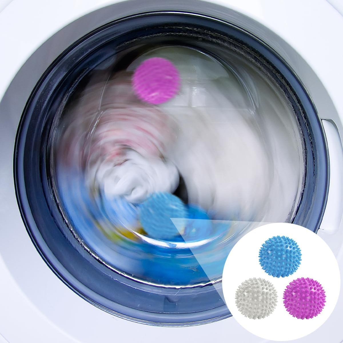 Wash Dryer Balls, 6 PCS Rubber Laundry Balls for Drying, Washing and Fluffing Clothes (6Cm/2.36In) image number 4