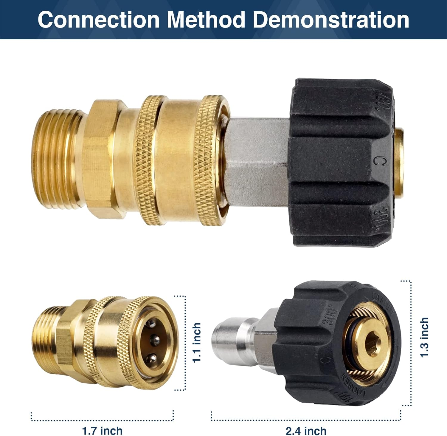 Pressure Washer Quick Connect Coupler 5000 PSI for M22 14Mm, 3/8" Hose Adapter, Pressure Washer Set image number 3