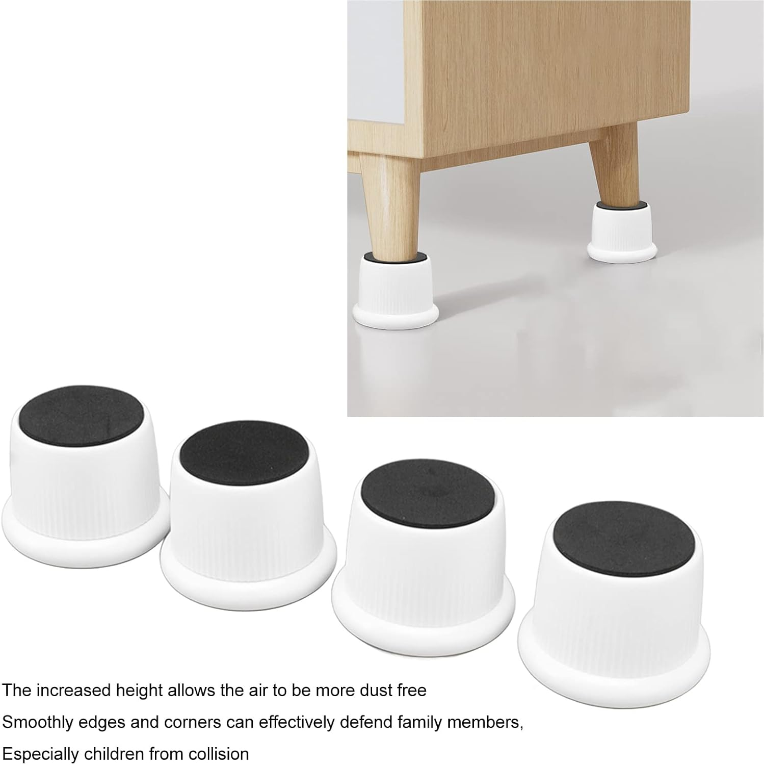 Omabeta 4PCS Furniture Risers with 100Kg Load Capacity, 40-65Mm Adjustable Height for Coffee Machine, Non Slip Furniture Pads for Sofa Bed Table Chair Cabinet,White - Gray image number 3