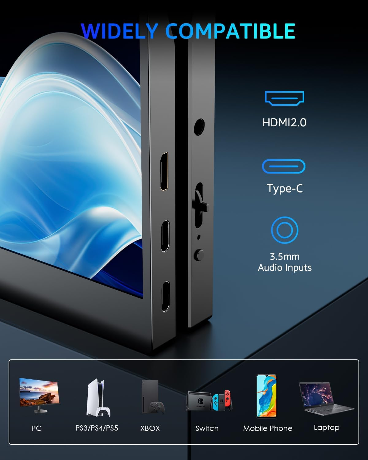 Yodoit Portable Monitor 15.6" 144Hz FHD 1920X1080P IPS | USB-C & HDMI Connectivity, Built-In Speakers, Smart Cover for Laptop, PC, Mac, PS3/4/5, Xbox image number 1