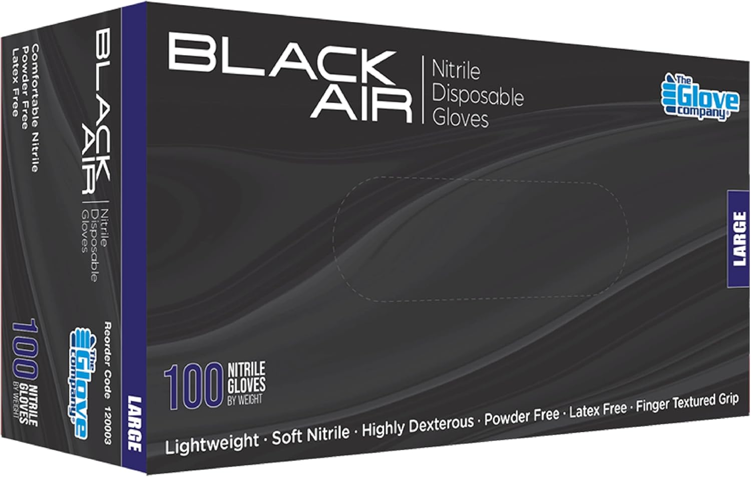 The Glove Company Black Air Nitrile Disposable Gloves, Small (Box of 100)