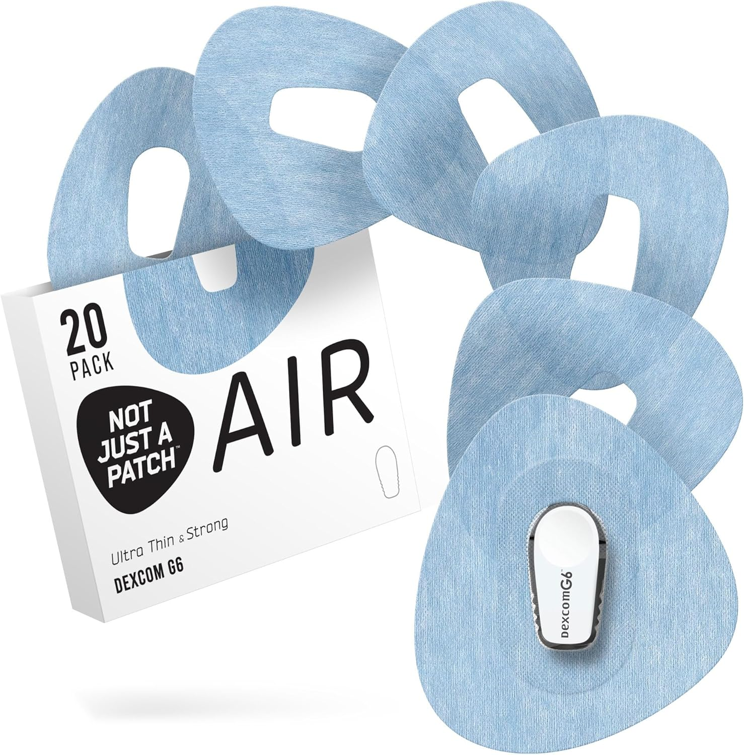 Not Just a Patch Air (20 Pack) - CGM Dexcom G6 Adhesive Patches with Hole -Thin, Strong and Light, 14 Day Adhesion, Durable Dexcom Patches G6 Sensor Protectors in Beige