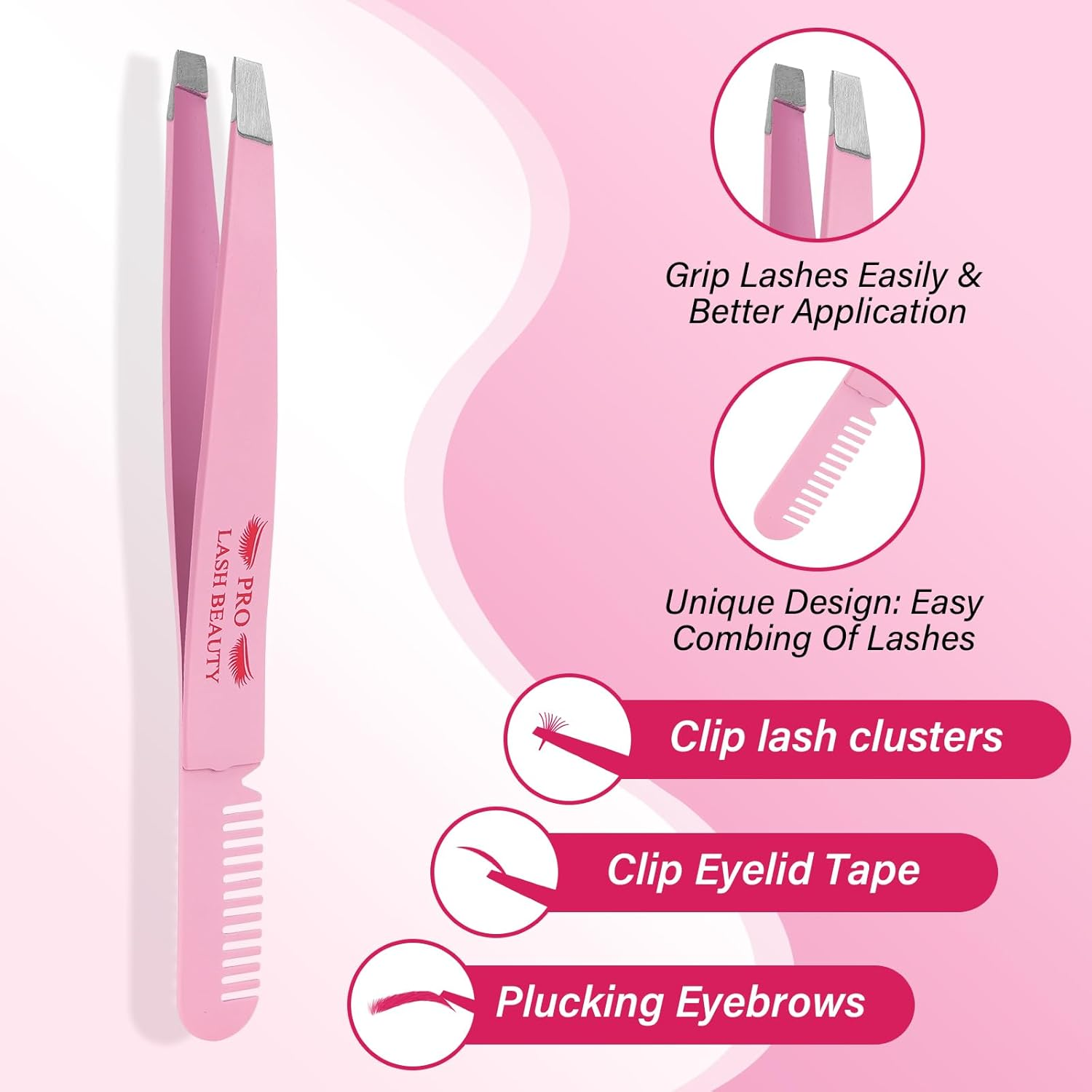 Lash Applicator Tool,Pro, 1 Lash Tweezers 1 Lash Applicator for Lash Clusters plus 1 Upgraded Eyebrow Tweezers DIY Eyelash Extension Tweezers Kit Eyelash Applicator Tool (3 Pcs) image number 3