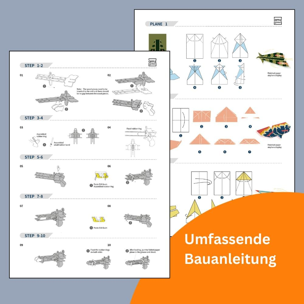 Paper Aeroplane Catapult, Wooden Construction Kit, Paper Aeroplane Educational Toy, Wooden Puzzle, for Children from 6 Years image number 2