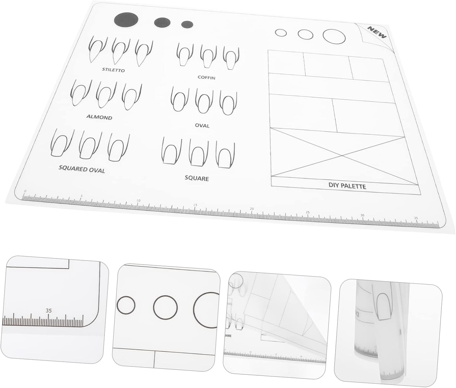 DINHEAROM Silicone Acrylic Nail Training Mat for Manicure Art Practice Reusable Nail Art Application Pad Soft Non Slip Sheet for Creating Beads and Shapes Protective Manicure Work Surface image number 2