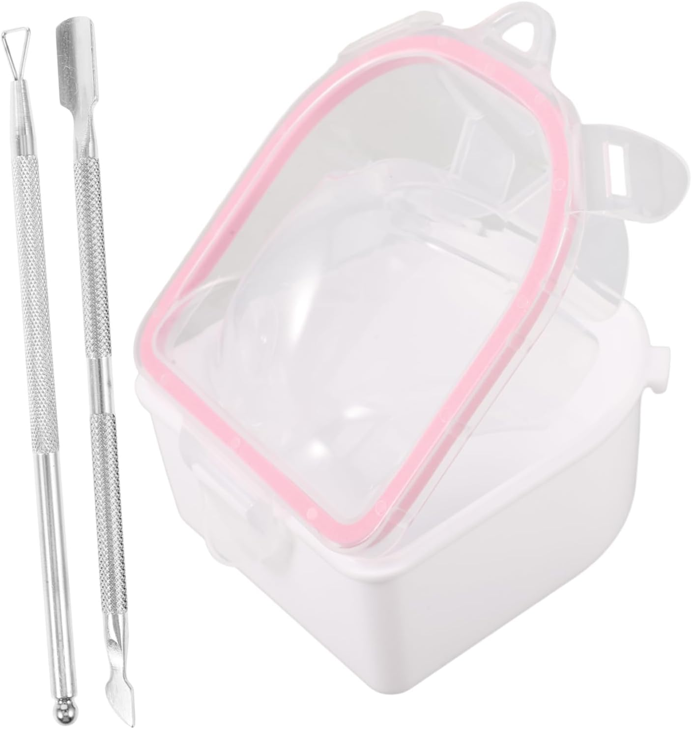 Baluue Nail Soaking Bowls 3-Piece Set Pink Double-Layer Manicure Soaking Container Hand Care Tool for Dead Skin Softening and Exfoliation image number 1