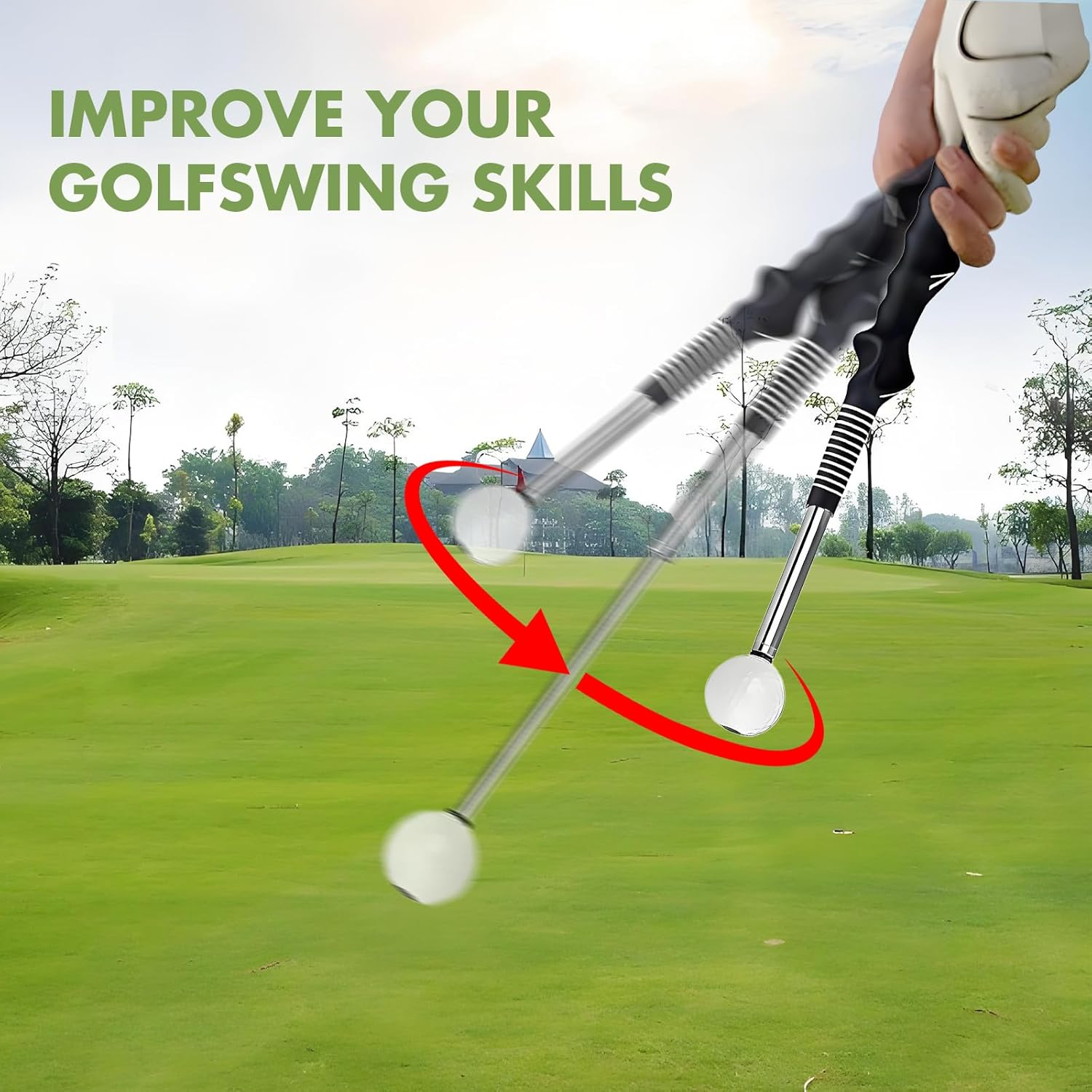 Retractable Golf Swing Training Aid, Portable Golf Training Aid, Golf Grip Trainer, Golf Equipment Suitable for Beginners, Suitable for Indoor and Outdoor image number 4