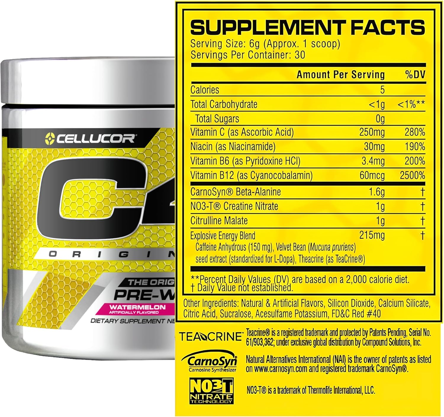 Cellucor C4 ID Original Preworkout 30 Serves Watermelon 195 Grams image number 2
