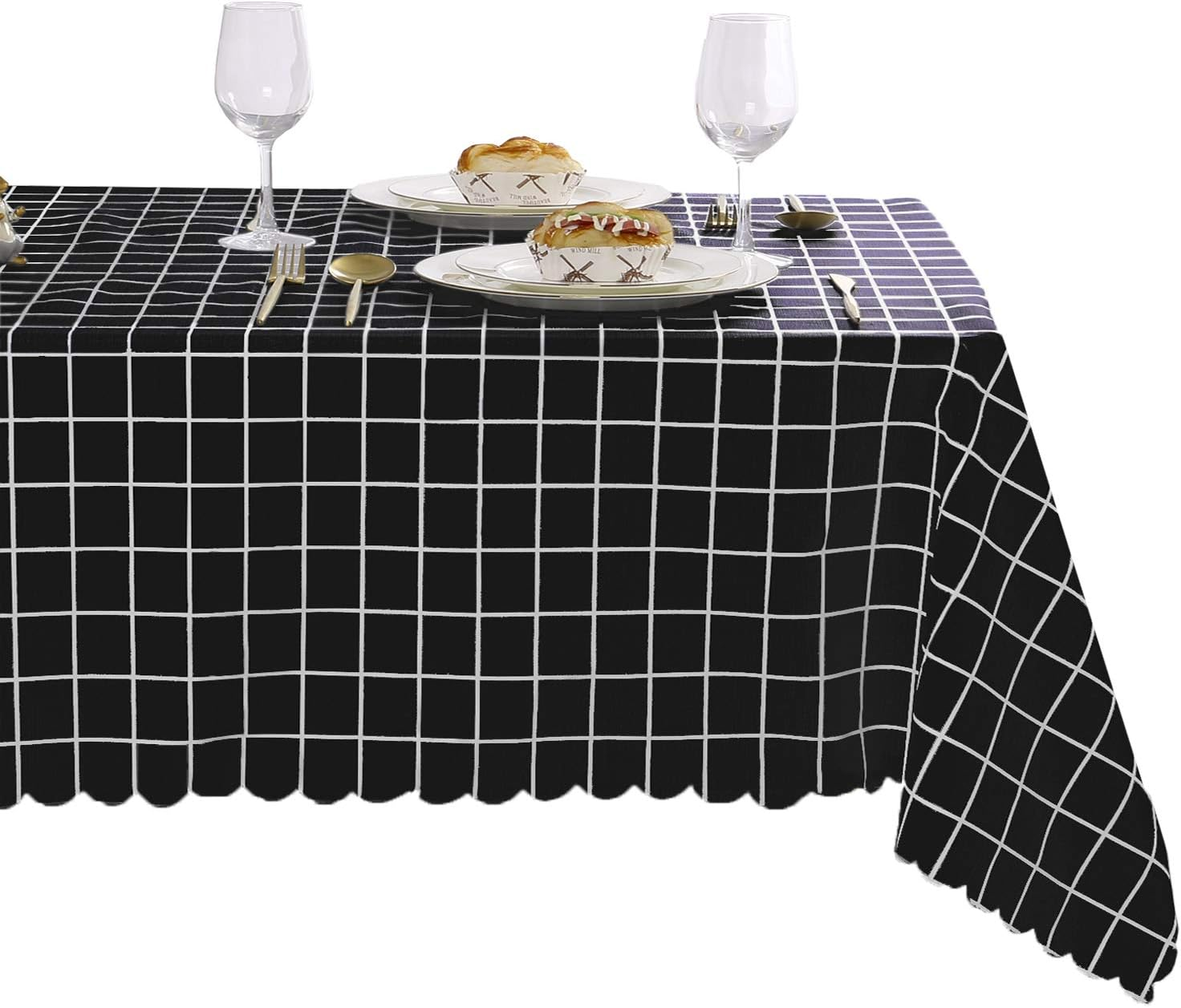 Hiasan Clear Plastic Tablecloth Rectangle - 100% Waterproof Oilproof Stain Resistant Wipeable Transparent Vinyl Table Cloth Protector, 70 X 70 Inch