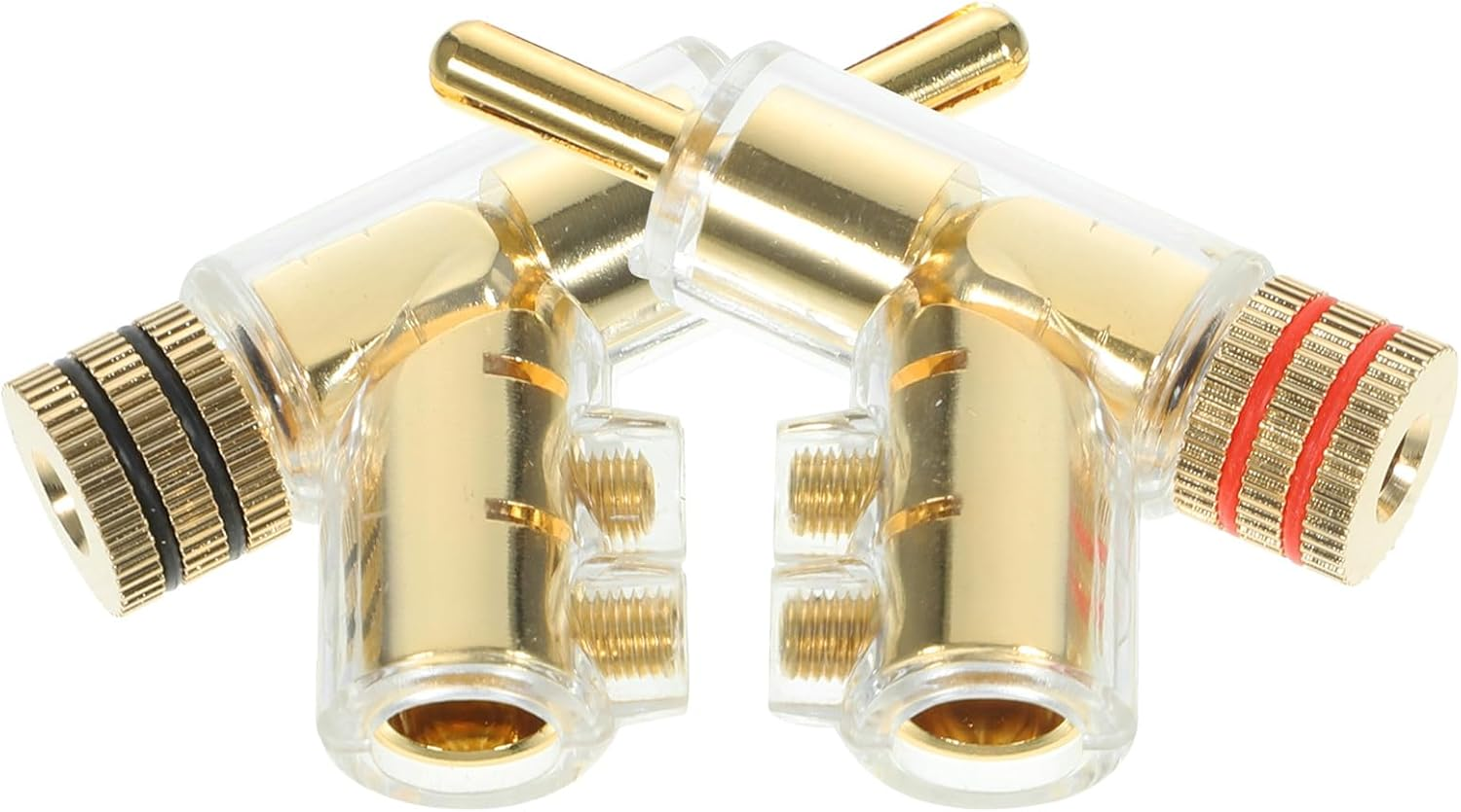 SEWACC 2Pcs Angled Banana Plug Speaker Wire Connectors Solderless Gold-Plated Terminals for Amplifier Sound Systems Home Audio Equipment image number 3