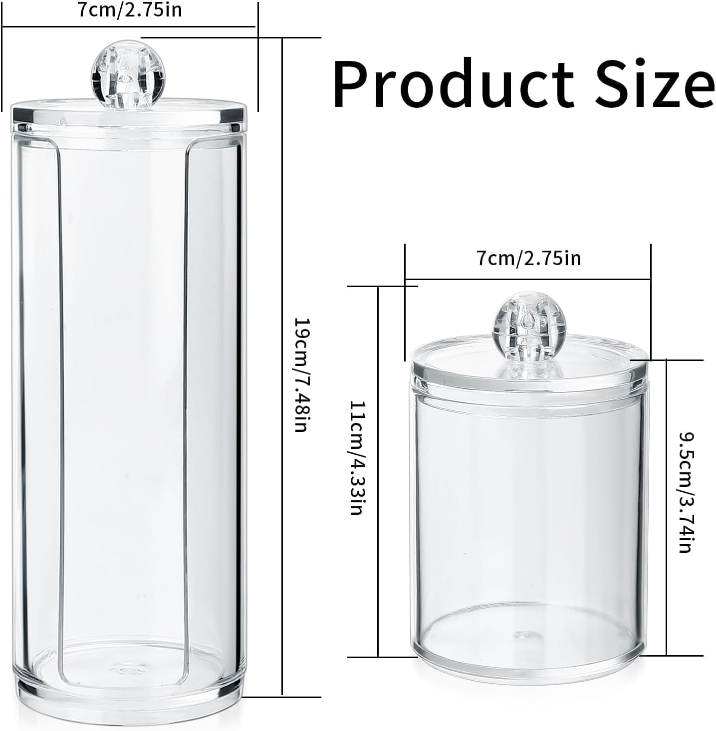 HUIRUMM 3 Pcs Cotton Pad Holder, Bathroom Cotton Wool Bud Holder,Swab Dispenser, round Pads,Clear Plastic Apothecary Jar Set Bathroom Canister Storage Organization, Vanity Makeup Organizer image number 5