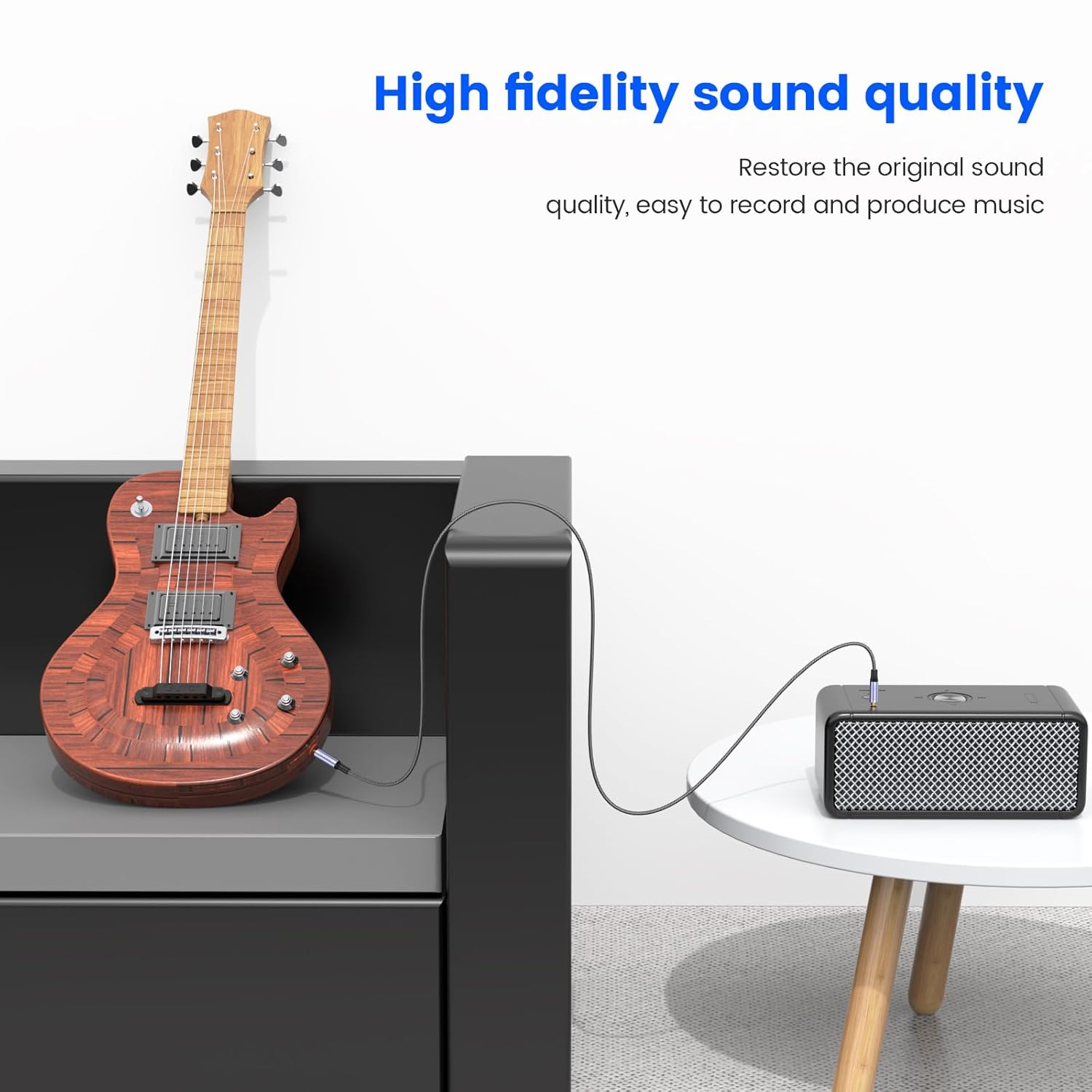 MOSWAG 3.5Mm to 6.35Mm Stereo Audio Cable, Zinc Alloy Housing 3.5Mm 1/8" Male TRS to 6.35Mm 1/4" Male TRS Nylon Braided Stereo Audio Cable for Iphone,Amplifiers (10Ft/3Meter) image number 5