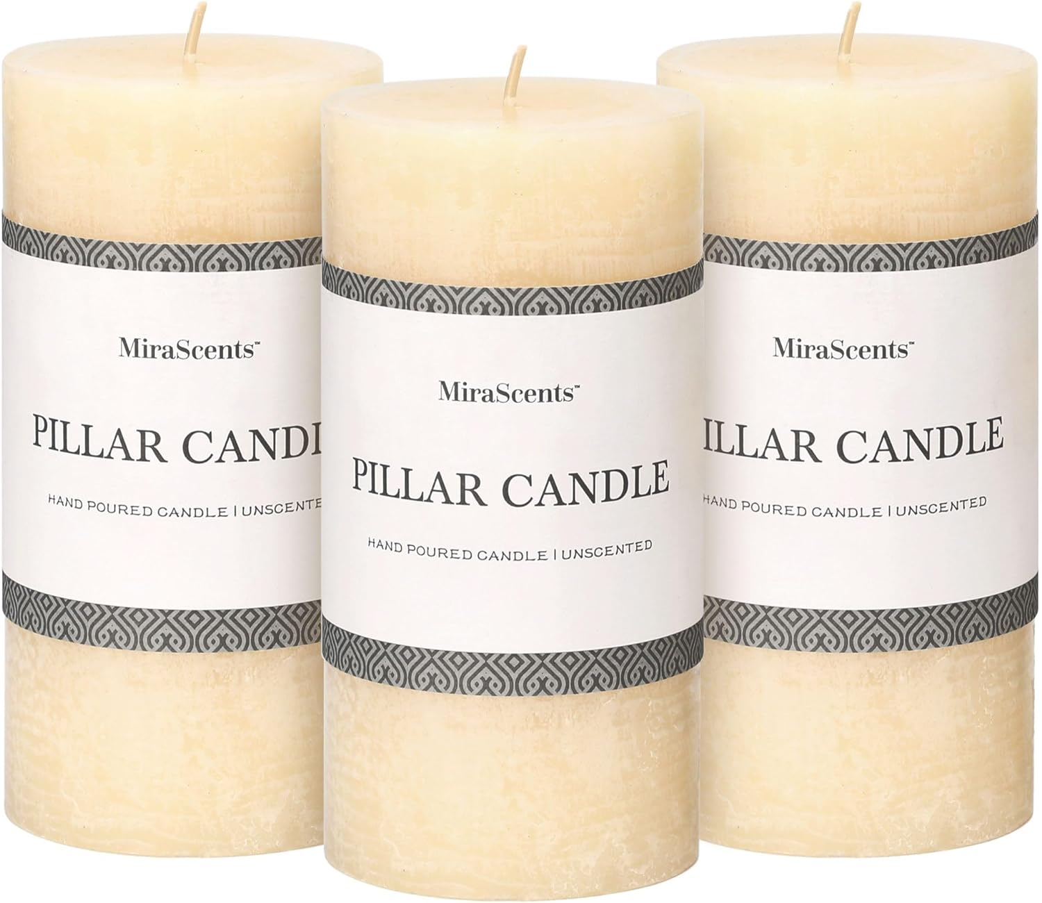 3X6 Inch Ivory Pillar Candles Set of 3 - Hand-Poured Unscented Candles, Long Clean Burning, Large Big Candles, Smokeless Dripless Candles for Dinner Table, Wedding, Home, Bathroom, Rustic Decor image number 6