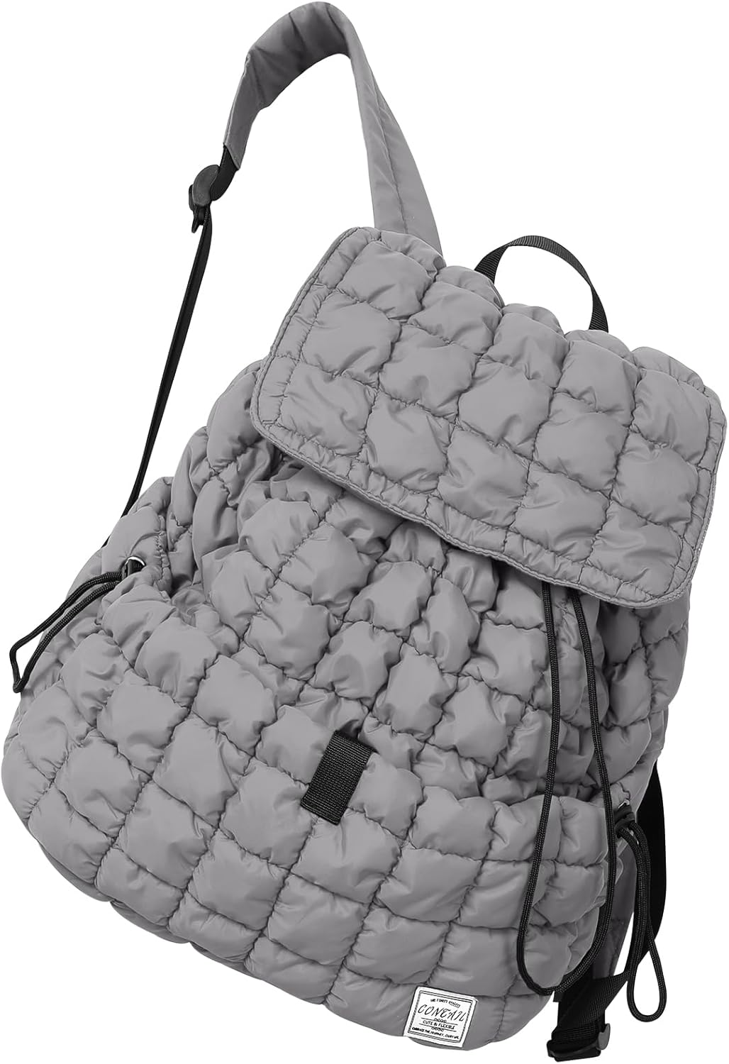 CONTAIL 18L 14 Inch Quilted Puffer Backpack,Top Flap Drawstring Backpack