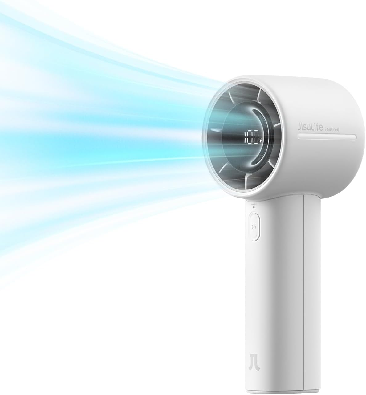 JISULIFE Handheld Turbo Fan, 5000Mah Rechargeable Portable Fans,Up to 28 Hours Cooling,5 Speed Strong Wind,Personal Mini Fan for Travel Outdoor Camping Beach Makeup (Blue)