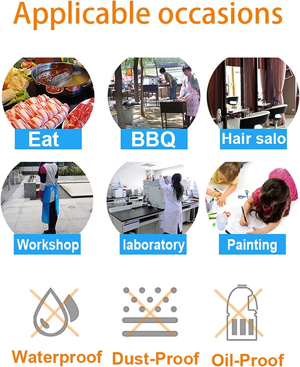 Unipleased Disposable Aprons (100 Count), Plastic Apron for Painting Party, Cooking, Housework, Picnic Etc. image number 2